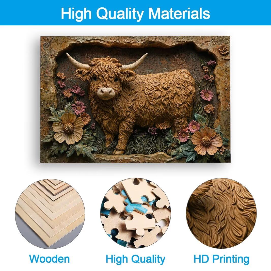 Puzzle 5000 Piezas, Puzzle Highland Cow de Madera para Adultos, Decor -2650