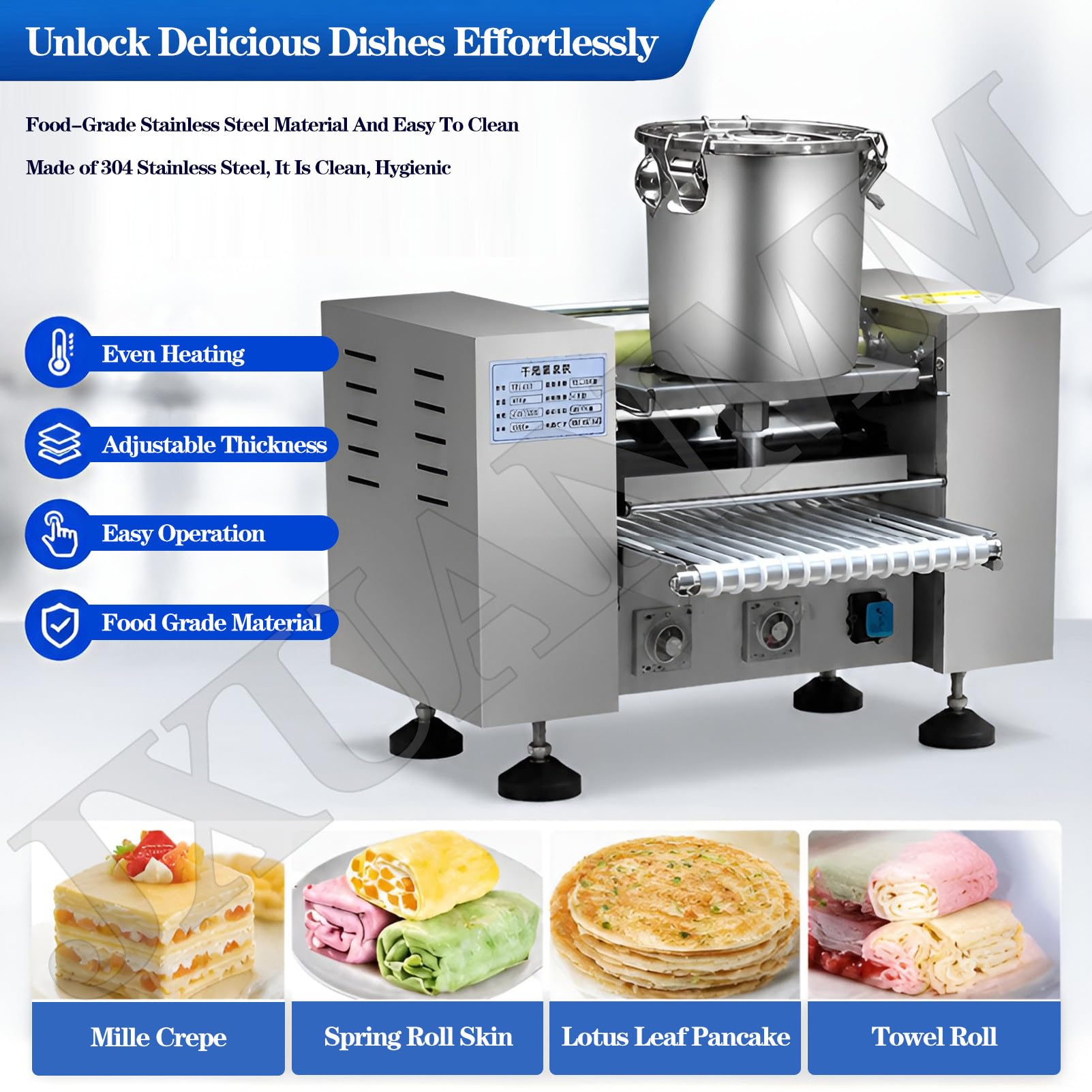 Machine Automatique pour Feuilles de Mille-crêpes, crêpière électrique INOX, Dia8”