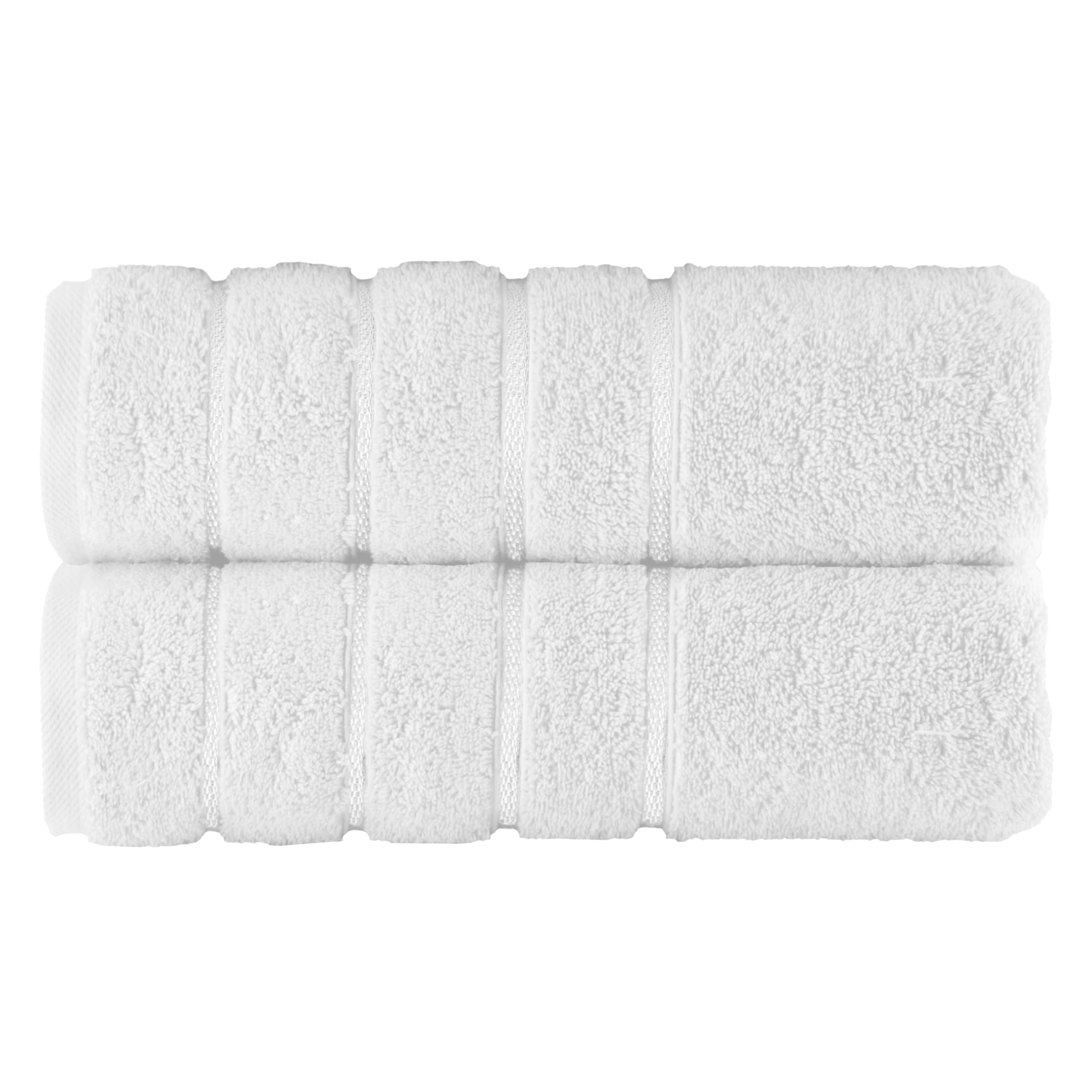 Elegant Comfort 100% Turkish Cotton 4 Lines Viscose Stripe Luxury 2 Pack Bath Towel Set 27 x 54 Inch - Super Soft and Highly Absorbent Premium Hotel Spa Quality Towels for Bathroom Use, White