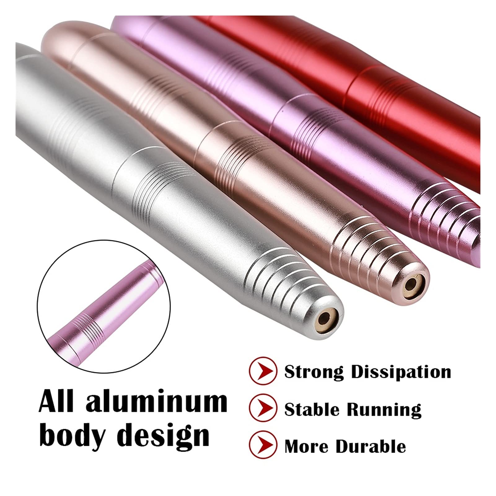 Wiertarka do paznokci 2000. 0PM. Elektryczny pióro wiertarka do paznokci dla wszystkich wychodzących na gwoździa szlifowanie rękojeści USB(Silver)
