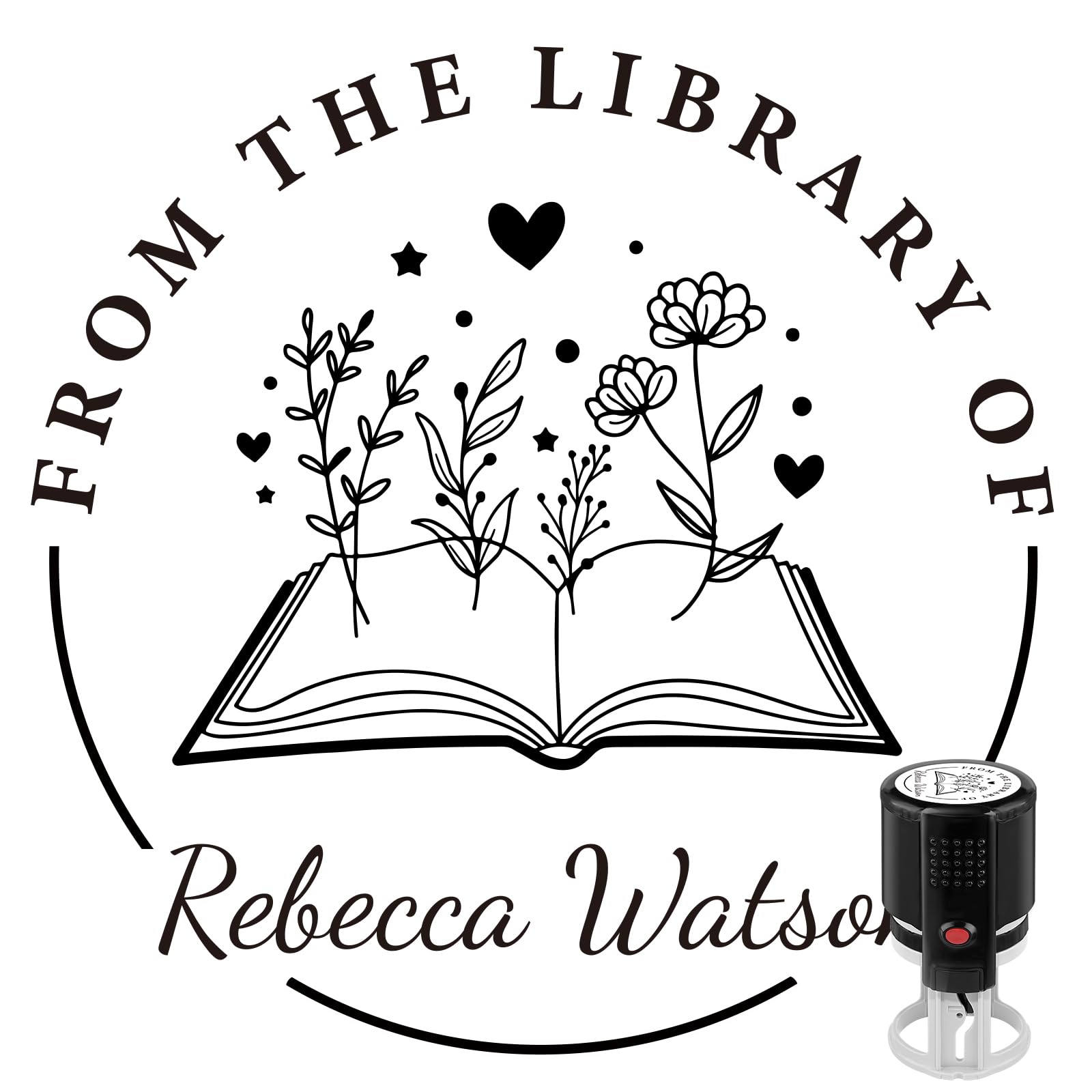 Custom Self-Inking Stamps | Personalized Book Stamp Gift for Book Lovers | 5 Ink Colors (Style08)