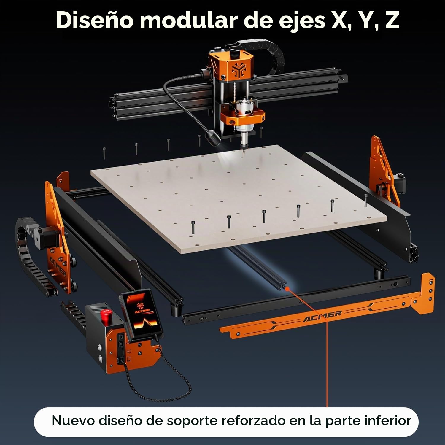 Máquina fresadora CNC ACMER, fresadora mejorada de 3 ejes para grabado totalmente de metal para madera acrílica MDF y corte de talla de nailon