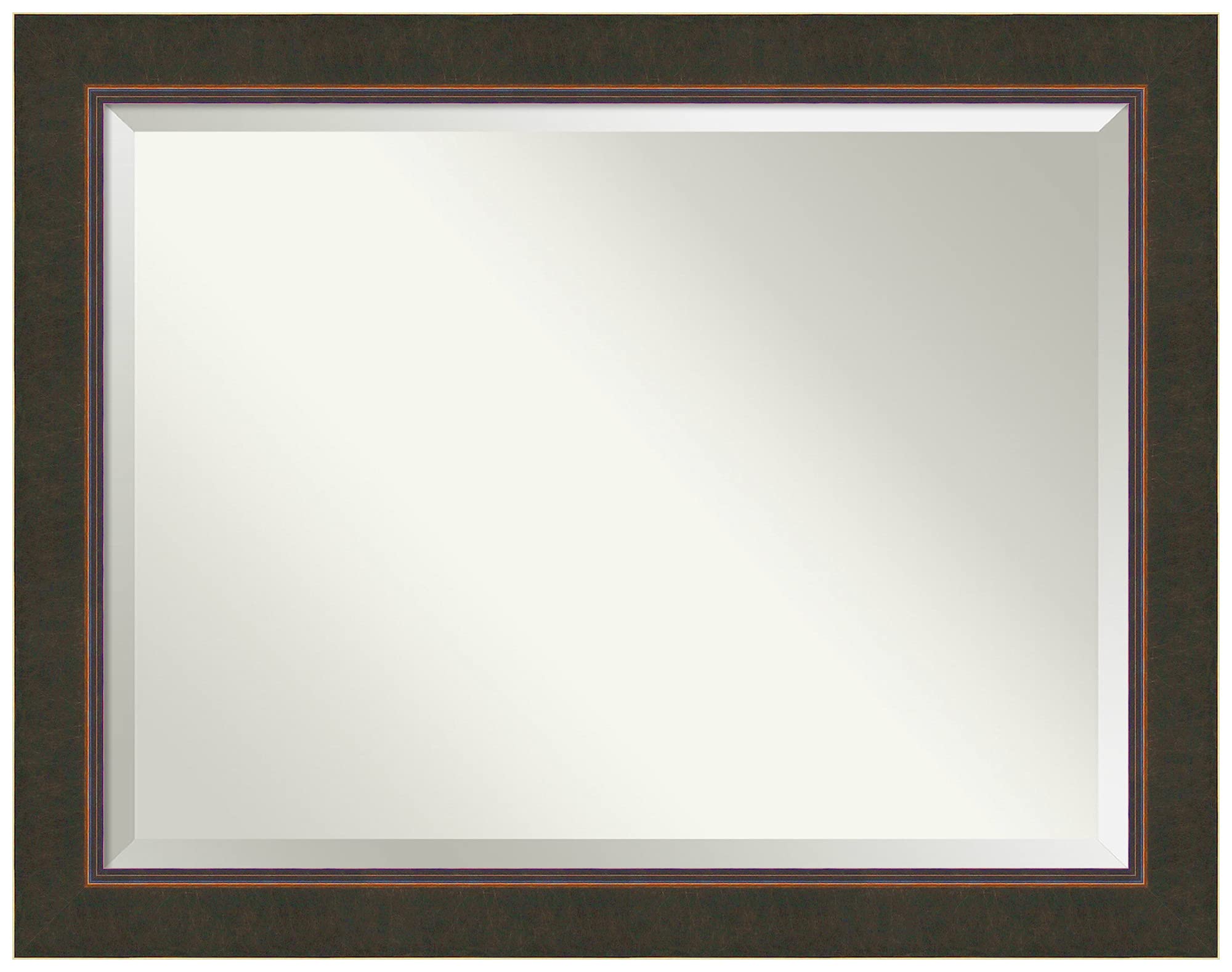 Amanti Art Bronze Wall Mirror 37x47 Milano Bronze Rectangle Bathroom Mirror for Wall Decor Living Room, X-Large Casual Wood Frame, Hangs Horizonally and Vertically, Bathroom Decor, Beveled Edge