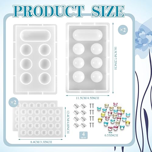 Miniatura 2 de Zhehao Mancala Juego de moldes de resina de silicona epoxi con 2 moldes de piedras de Mancala, 4 piezas de metal Mancala, accesorios de mancala,