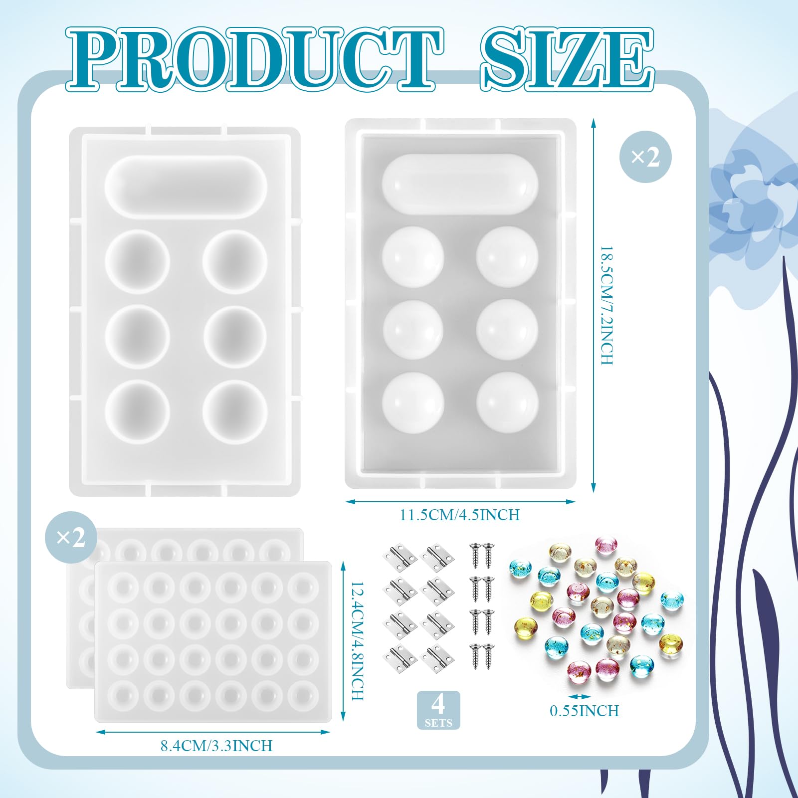 Zhehao Mancala Board Game Molds Set Epoxy Silicone Resin Molds Kit with 2 Pcs Mancala Stones Molds 4 Pcs Metal Mancala Accessories Mancala Board Resin Game Molds for Gifts DIY Family Party Board Games