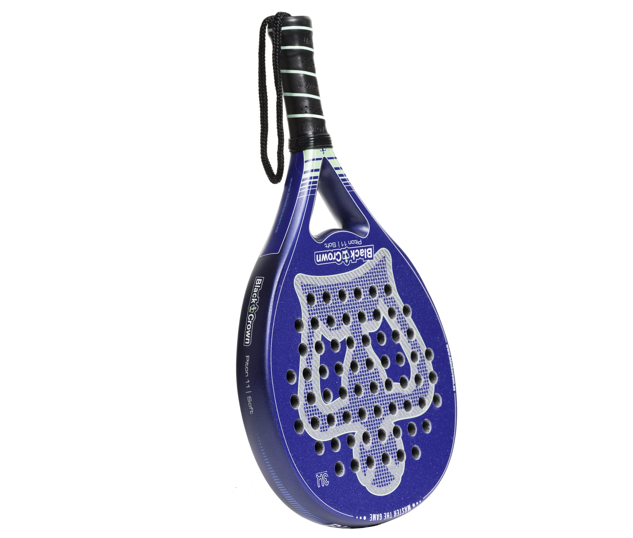 Black Crown - Pala de Padel Piton 11 Soft- Forma Redonda - Equilibrio Entre Control y Potencia - Peso 355 gr - Marco 38 mm 80% Fibra de Carbono - Resistente - Golpes agresivos