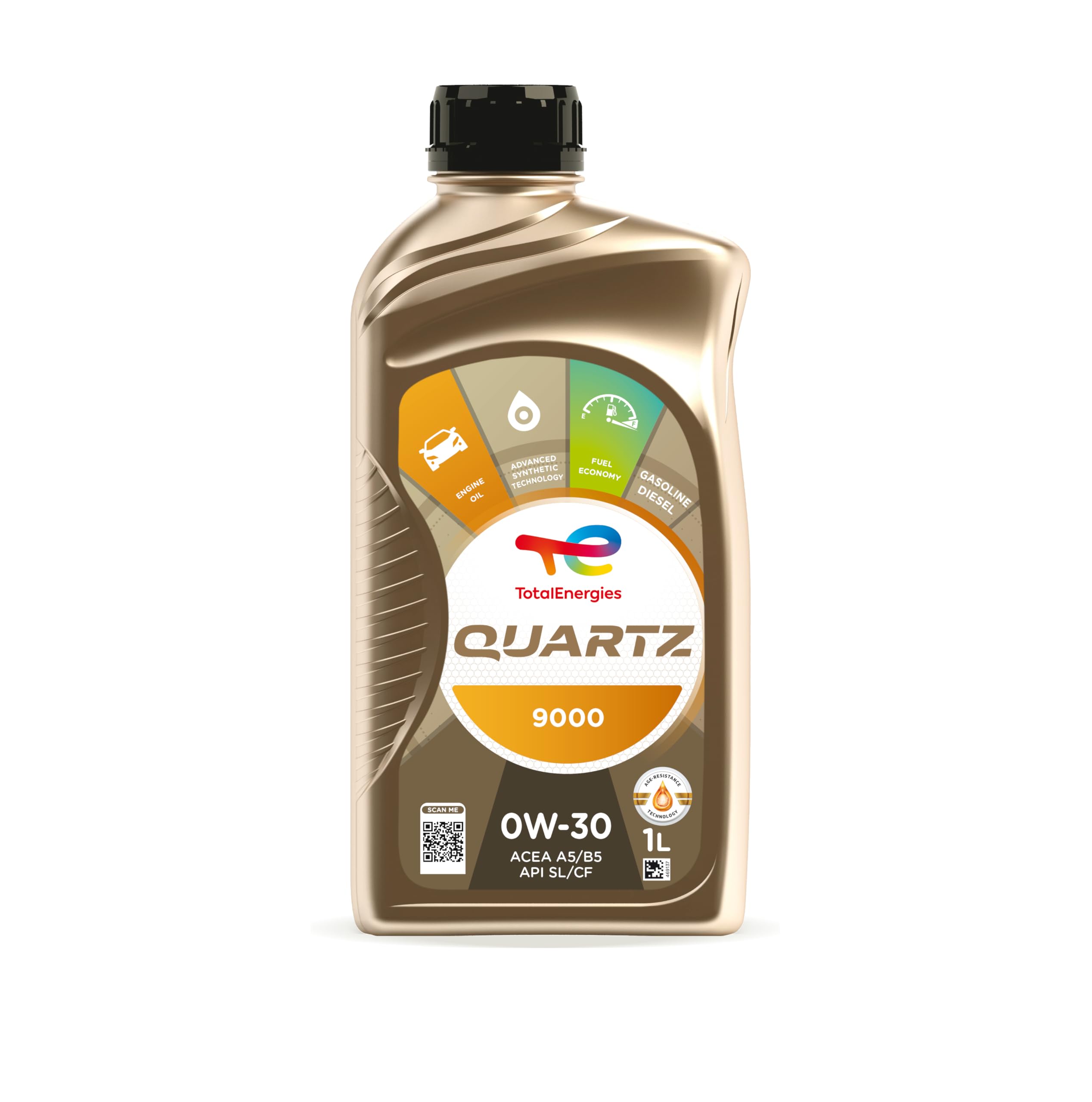 TotalEnergies QUARTZ 9000 0W30 Car Motor Oil - ACEA A5/B5, A7/B7, API SL - Premium Synthetic Engine Oil -1L