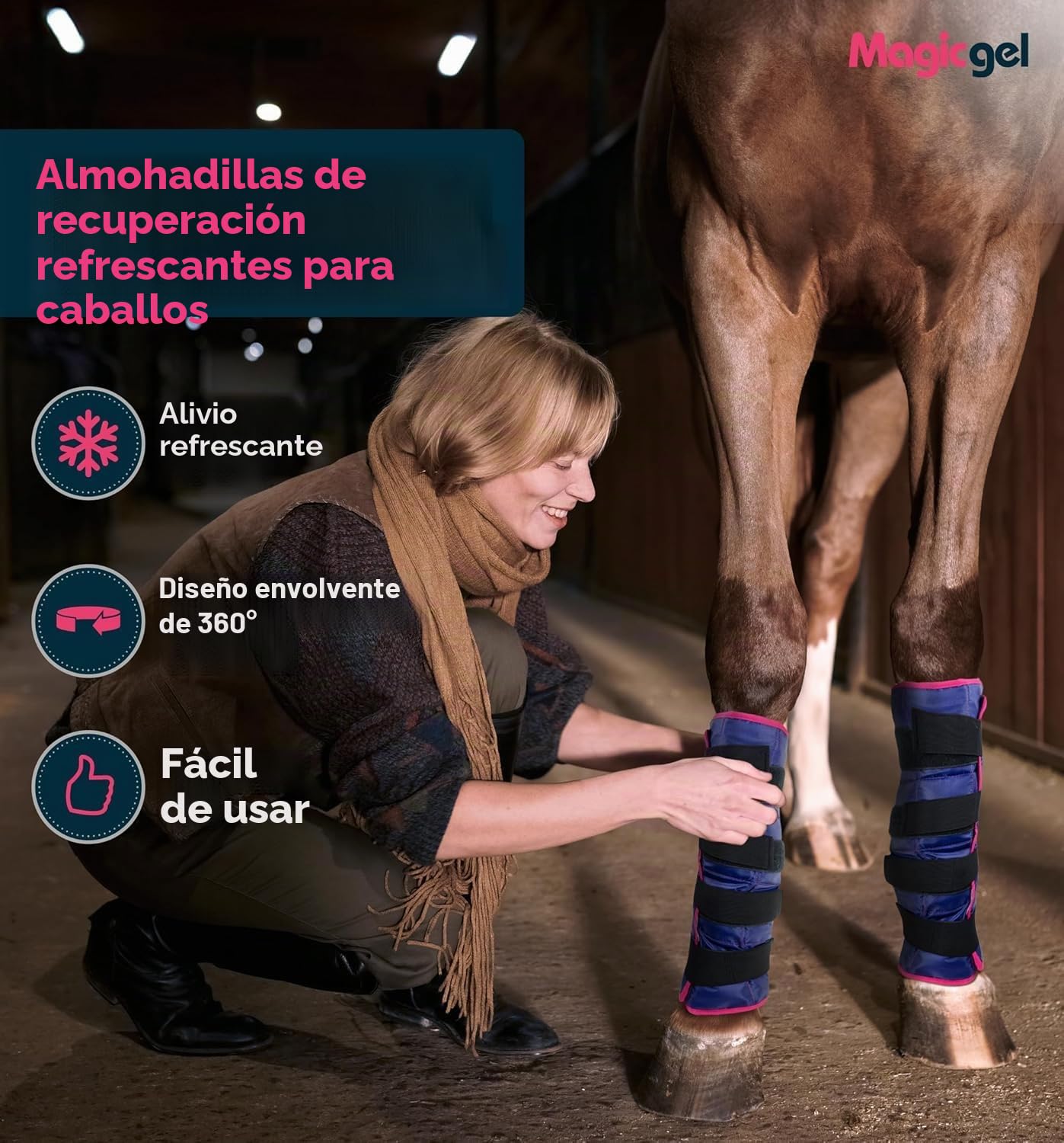 Magic Gel Bolsa Gel Frio para Caballo – 2x Bota de Hielo Reutilizable para Lesiones de Caballos en Tobillos Rodillas Piernas y Pezuña - Pack de 2