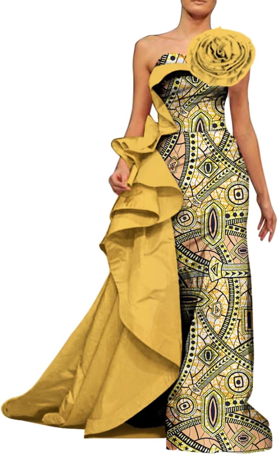 BAZINRICHE African Women's Formal Dresses Gala Floor Length Dresses Off The Shoulder