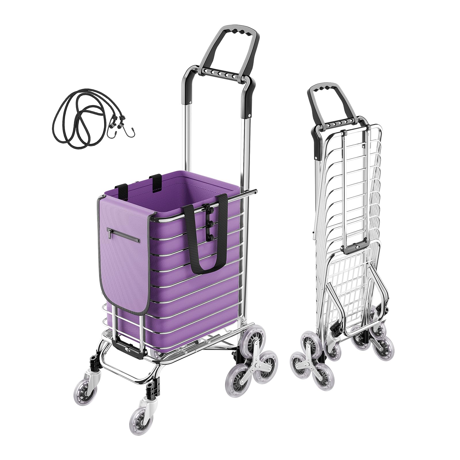 Folding Shopping Cart with Removable Liner, 20.5"×15"×3 6.2" Collapsible Grocery Cart with 89 lb Capacity,360° Swivel Wheels Heavy Duty Utility Cart for Stair, Laundry, Travel