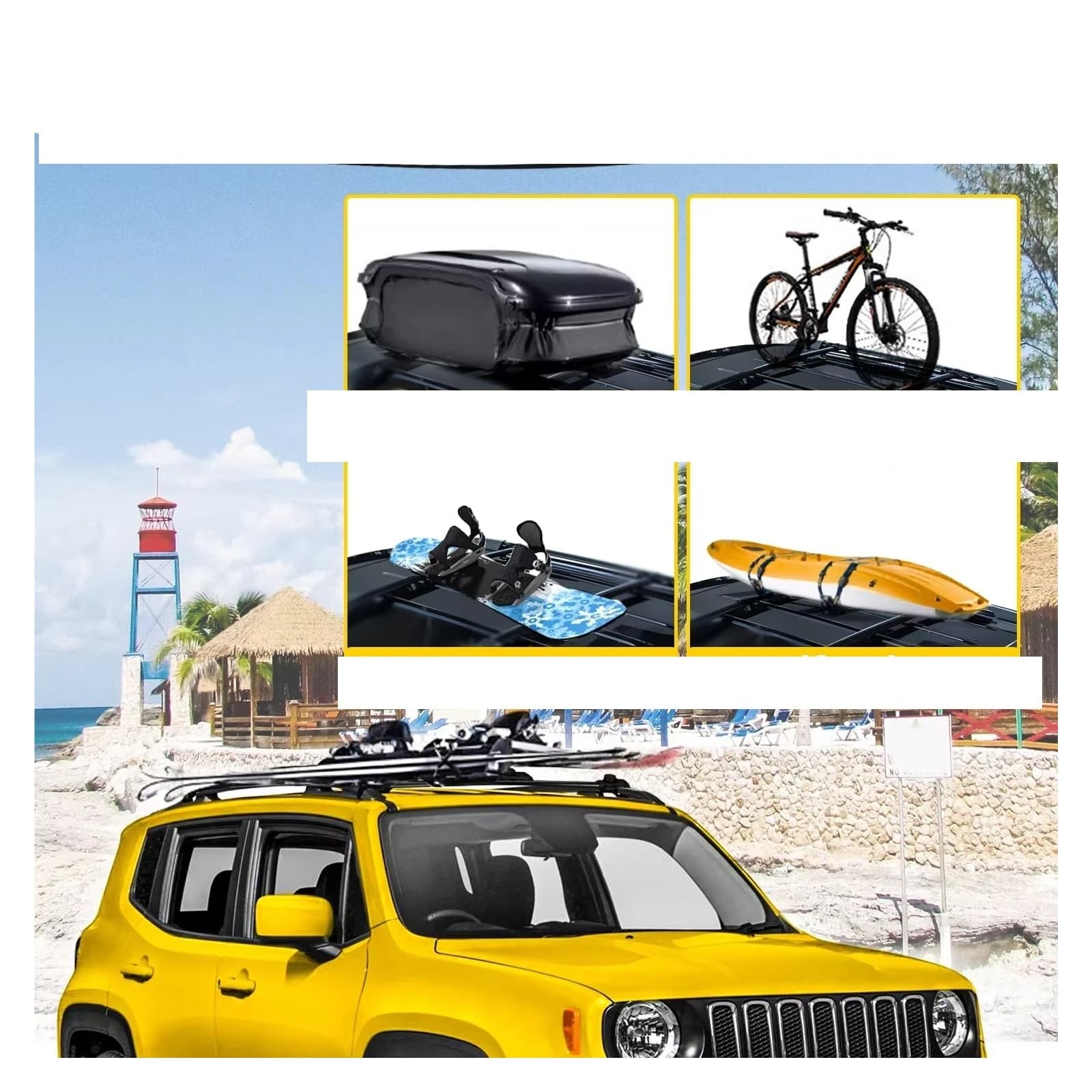 portaequipajes Techo Portaequipajes Aleación Aluminio Coche Kayak Canoas Bicicletas Soporte Azotea para Jeep para Renegade 2014-2021 Baca Coche