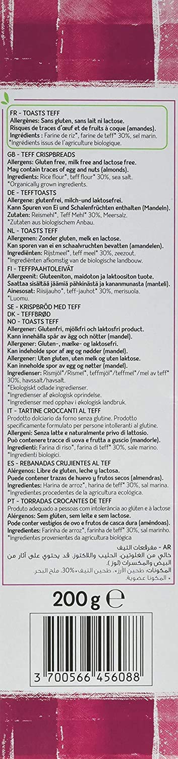 Le recettes de céliane Toasts Teff 200 g - Lot de 4