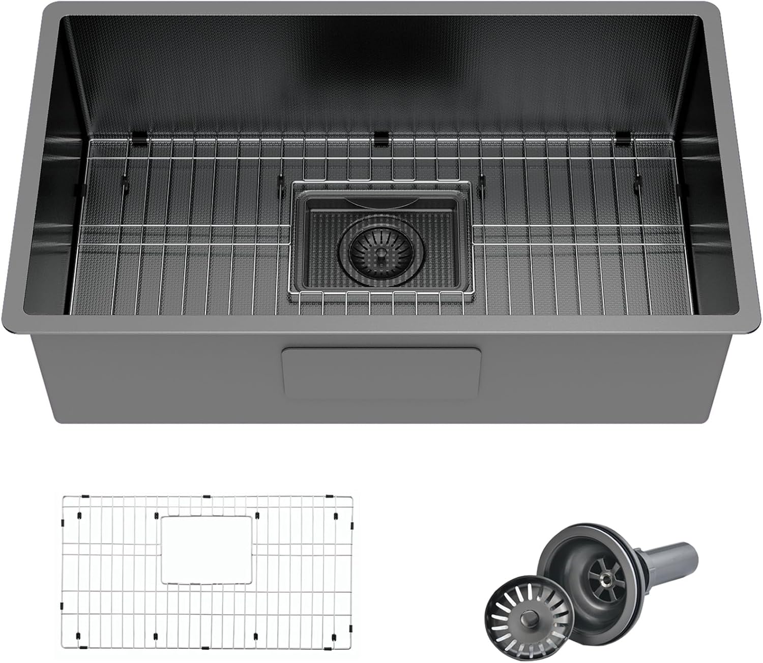 28 Inch Undermount Kitchen Sink,16 Gauge Single Bowl Stainless Steel Kitchen Sink With Accessories. (28"x18"x10") Black 28"x18"x10"