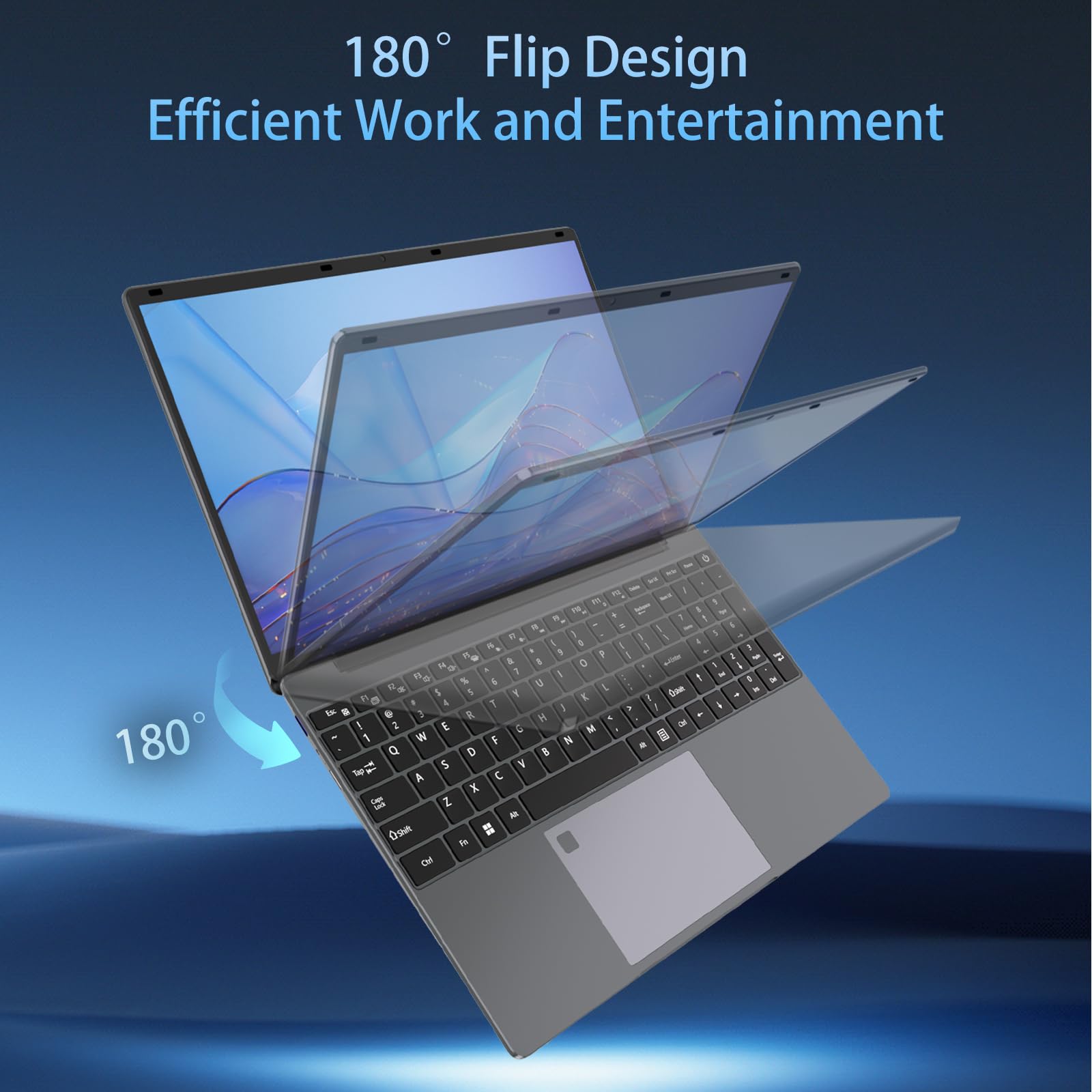 PC portatile 15,6 pollici 16 GB RAM 512 GB SSD Celeron N5095, laptop FHD 1920 x 1080, WiFi Bluetooth, lettore di impronte digitali, laptop desktop per studio e lavoro, tastiera AZERTY con pellicola