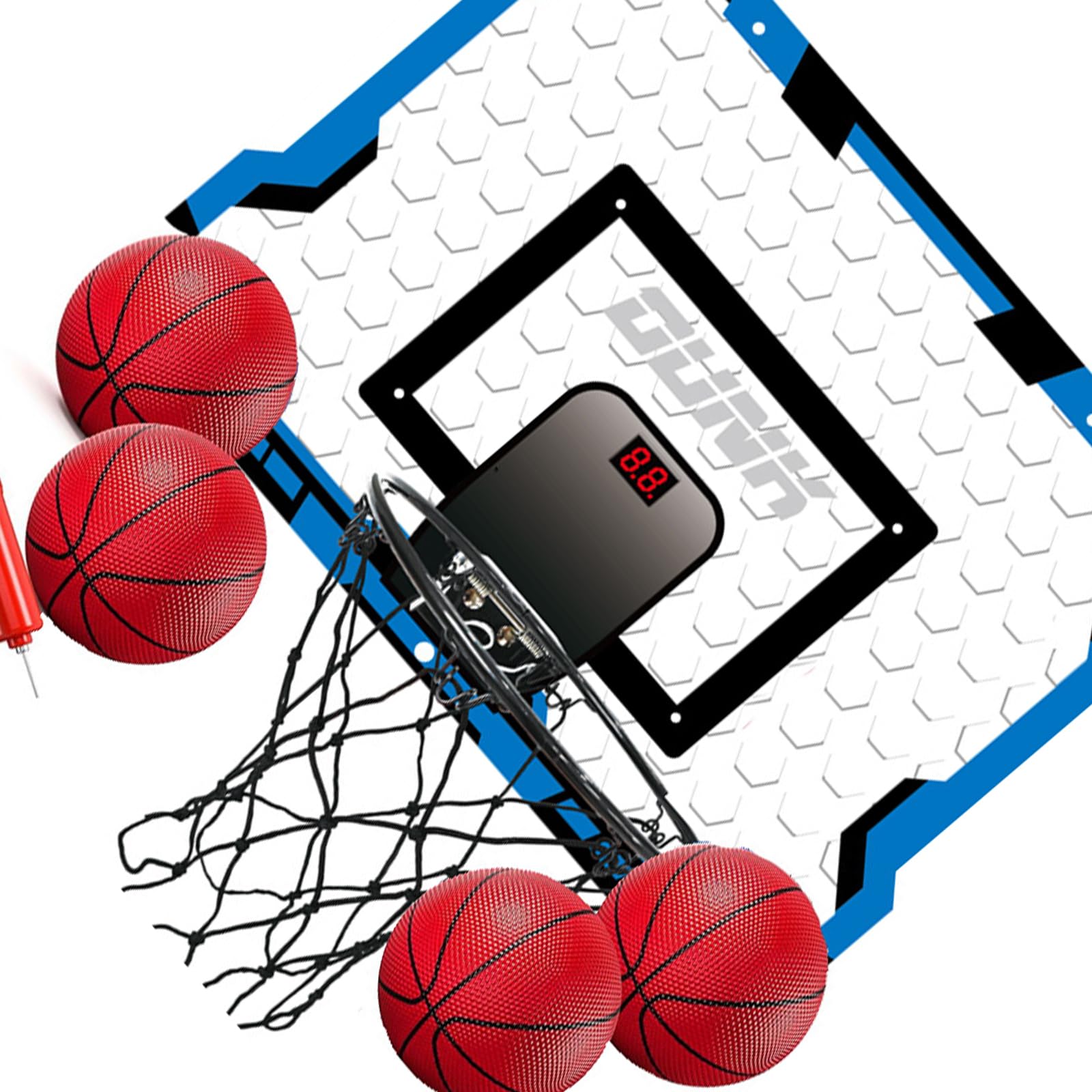 1 Basketballkorb mit 4 Bällen, ABS Rückwand, einfache, für drinnen und draußen, Spaß Hinterhof
