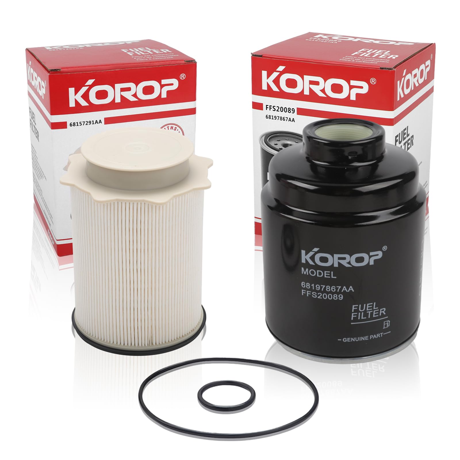 6.7 Cummins Fuel Filter Water Separator Set For 2013-2018 Dodge Ram 2500 3500 4500 5500 6.7L Cummins Turbo Diesel Engines, Replaces# 68197867AA 68157291AA