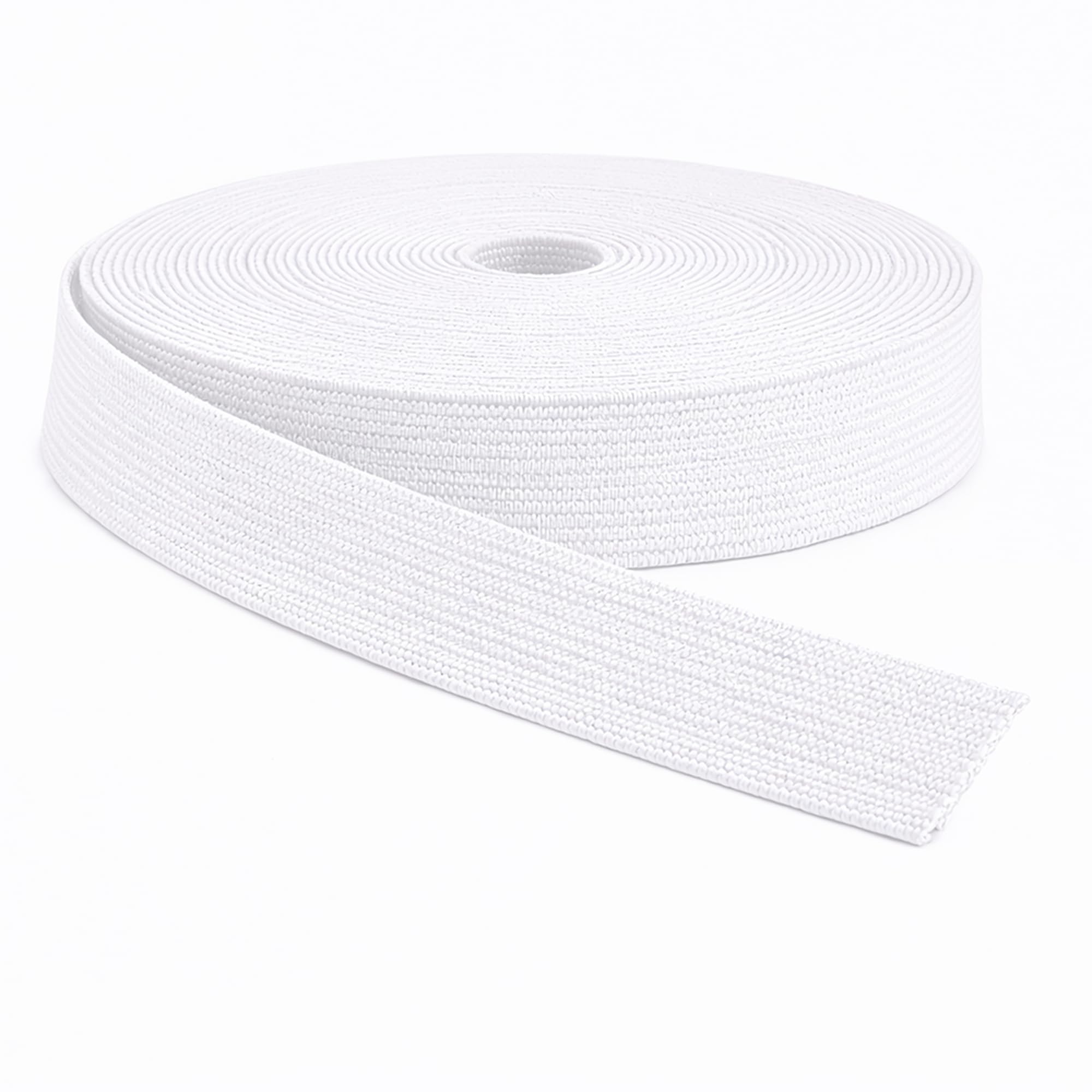 WedDecor 25mm Wide Flat Elastic Band Waistband Cord, White - 5 Metres