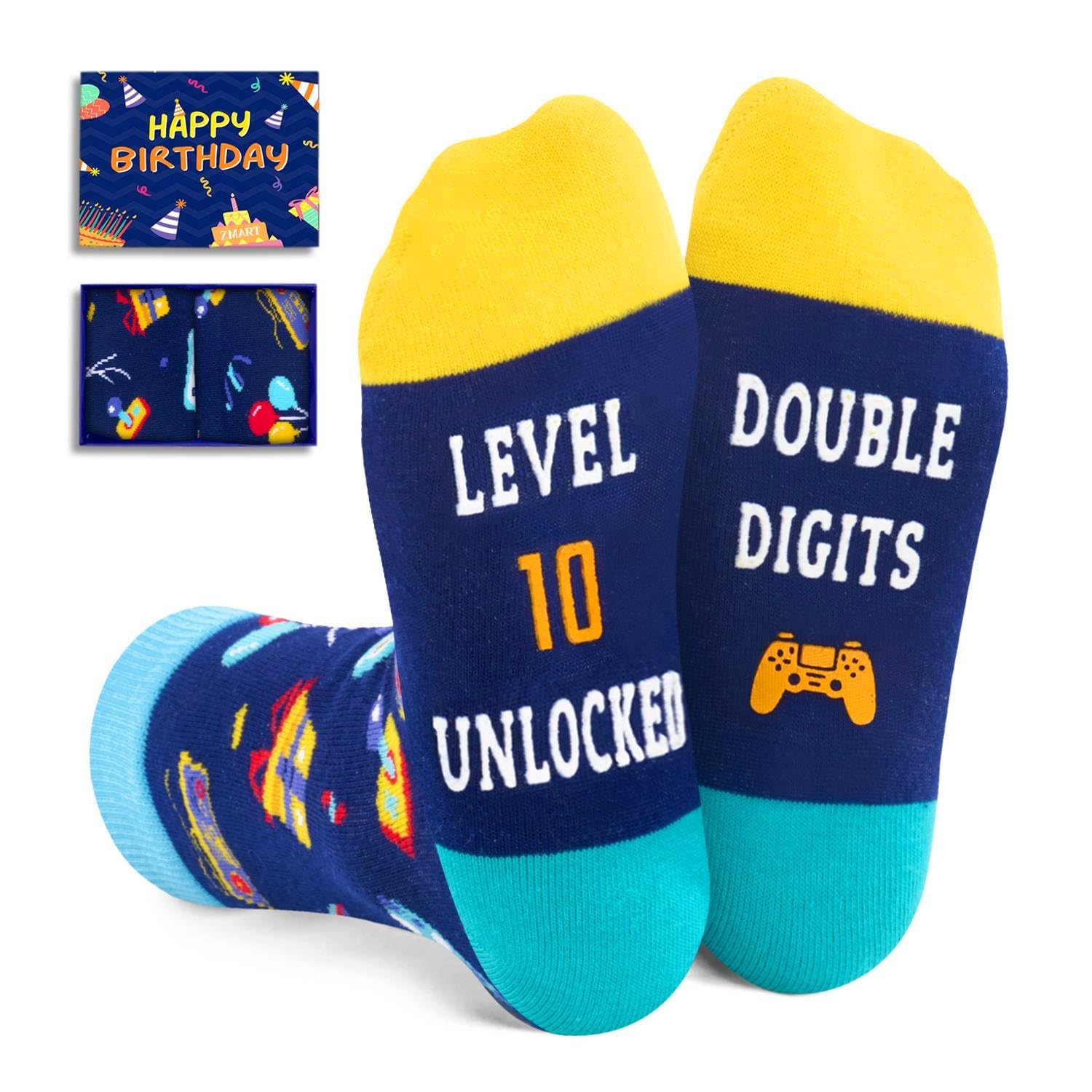 Photo 1 of 10th Birthday Gamer Socks - Funny Video Game Socks for Tween Boys, Birthday Gifts for 10 Year Old Boy Christmas Party Favor
