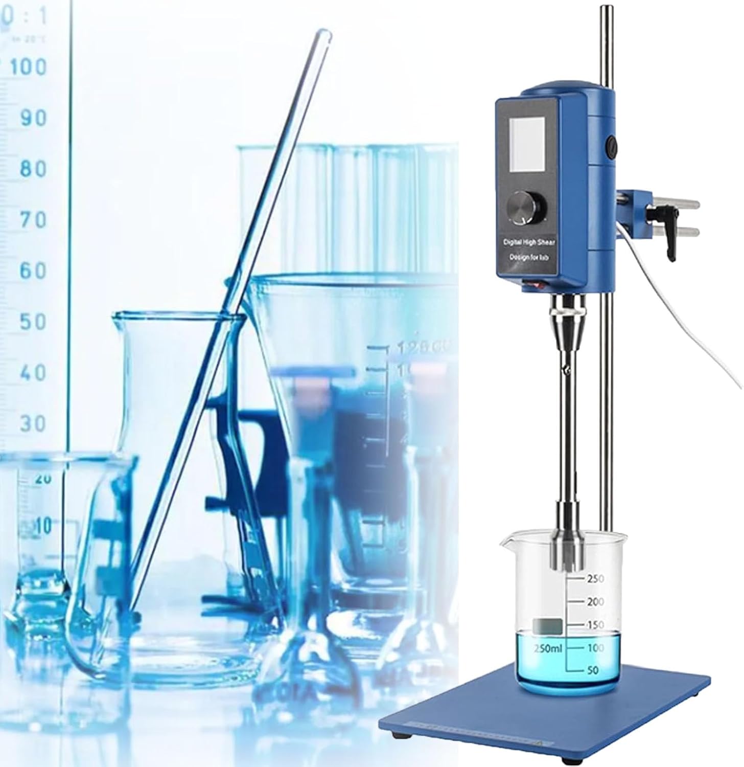 Lab High-Speed Homogenizer with LCD Display Speed ​​Adjustable 2000-28000RPM High Shear Mixer for Lab,Homogenizer for Cosmetic Mixing,500W,18G