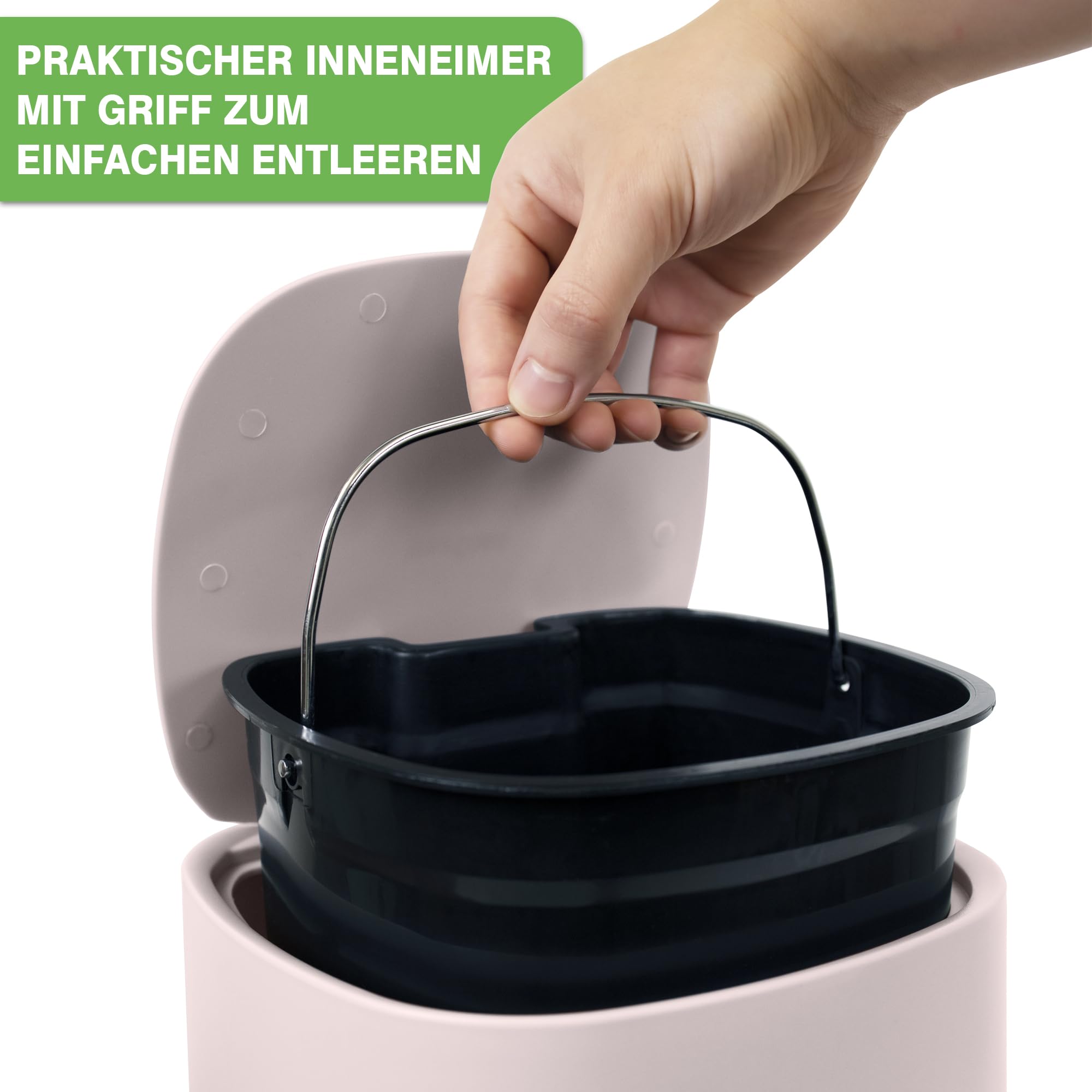 Afvalemmer (5 liter) voor de badkamer met softclose deksel en elegant design, geschikt