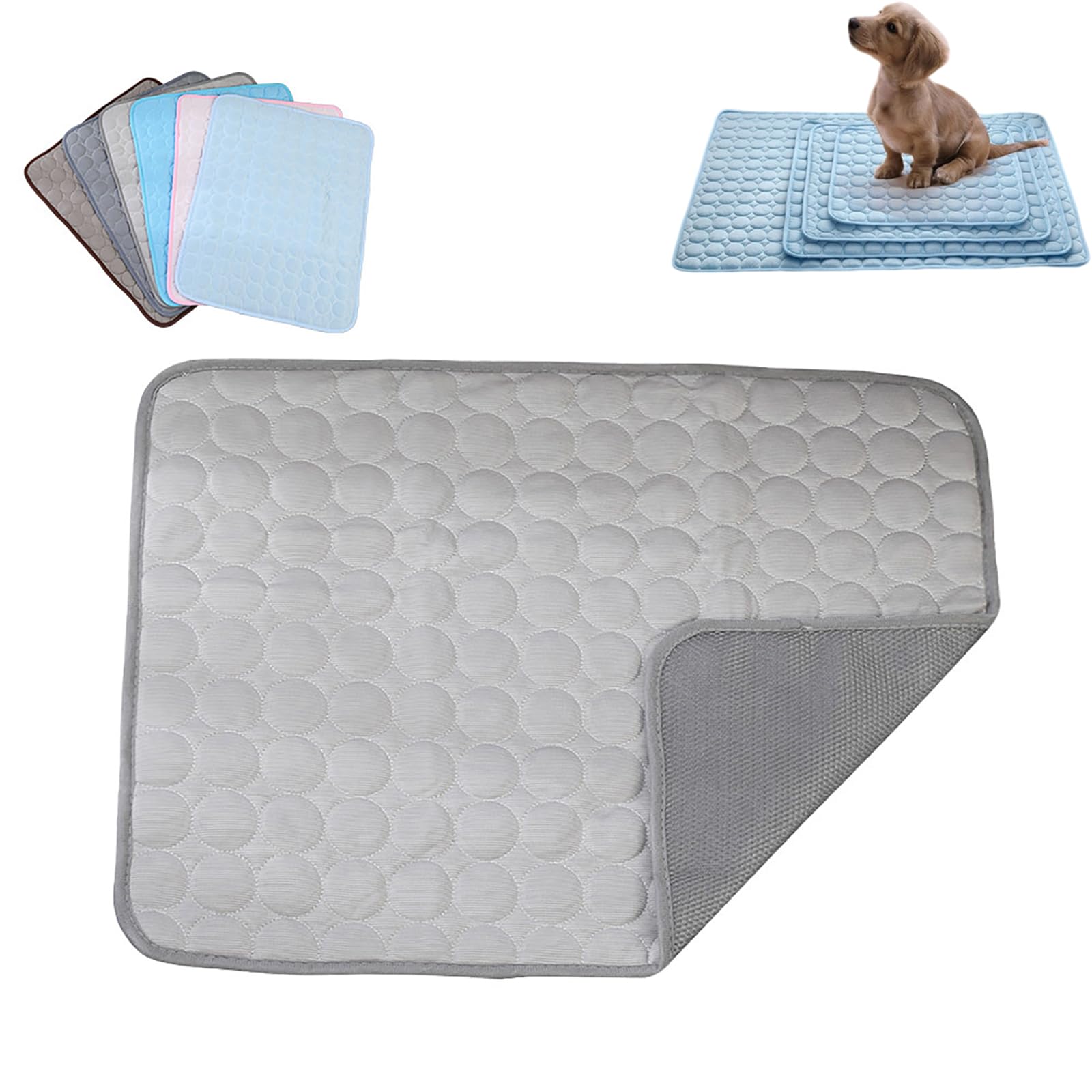 Dog Hub Cooling Mat,cooling Mat for Dogs,ice Silk Cooling Mat for Dogs,Self-Cooling Pet Mat, Washable Portable Coolings Pad for Dogs Cats, Extra Large Self-Cooling Pad for Pets (light gray,70*55cm)