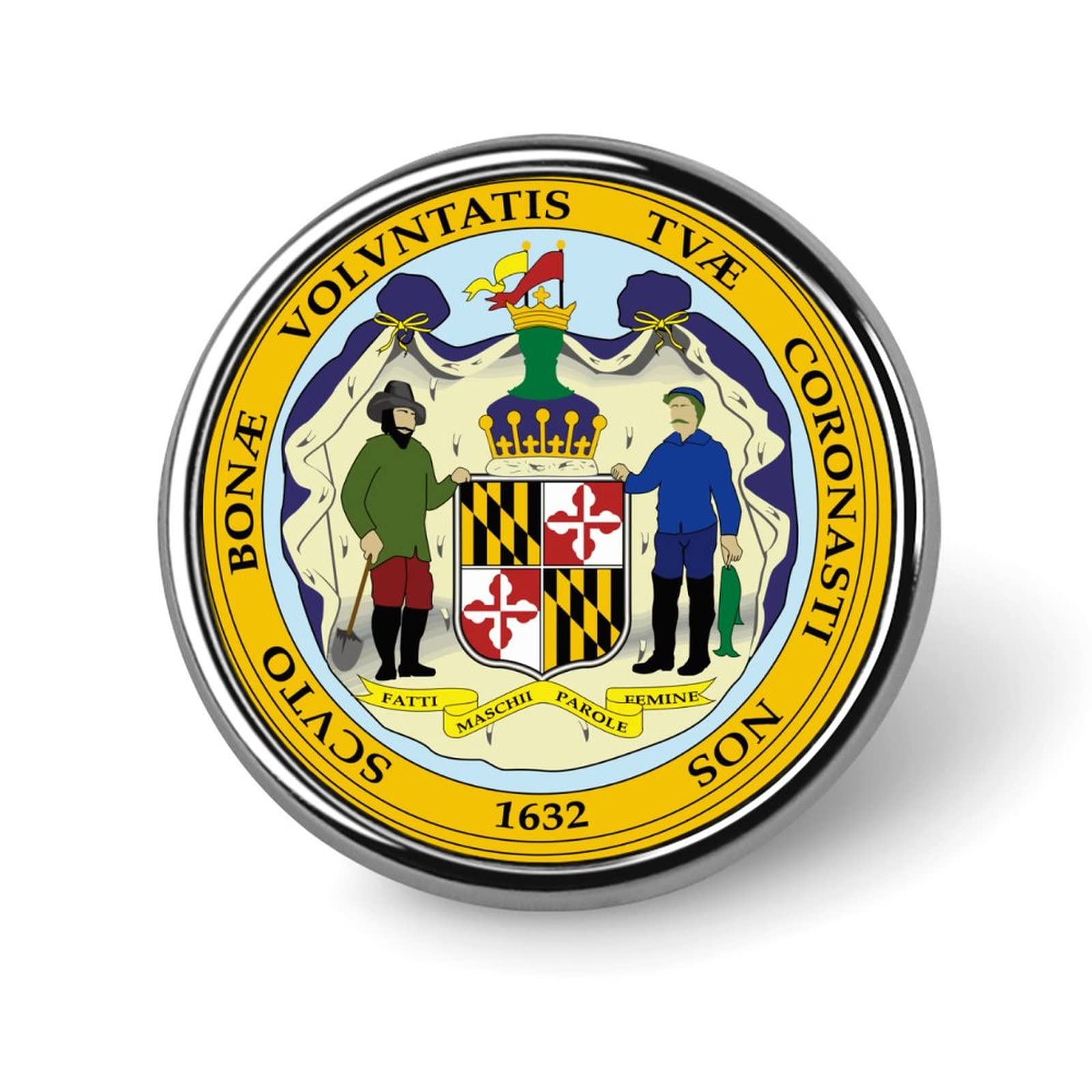 Maryland State Seal Brooch Pins for Men Women Fashion Round Badge Collar Pin Dress Jacket Bag Decor