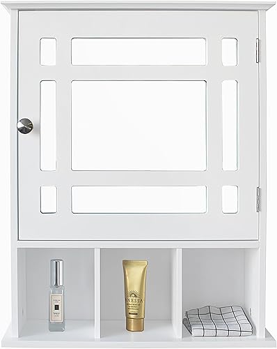 Miniatura 6 de Doredo Armario de baño montado en la pared con espejo, botiquines para baño, armarios de pared para almacenamiento de baño con estante ajustable y 3