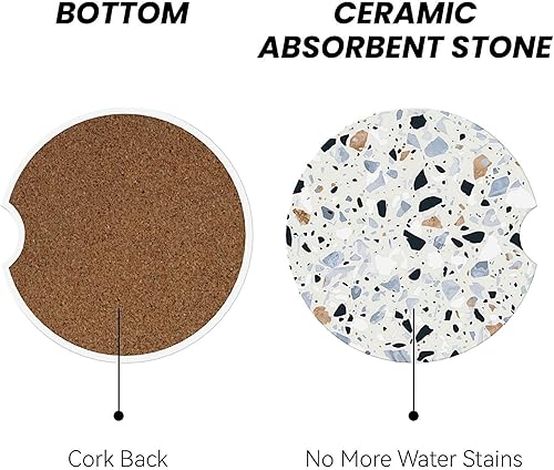 Miniatura 4 de ABLESKY Posavasos de automóvil para portavasos de automóvil, paquete de 2 posavasos absorbentes antideslizantes para automóvil, 2.56 pulgadas, de