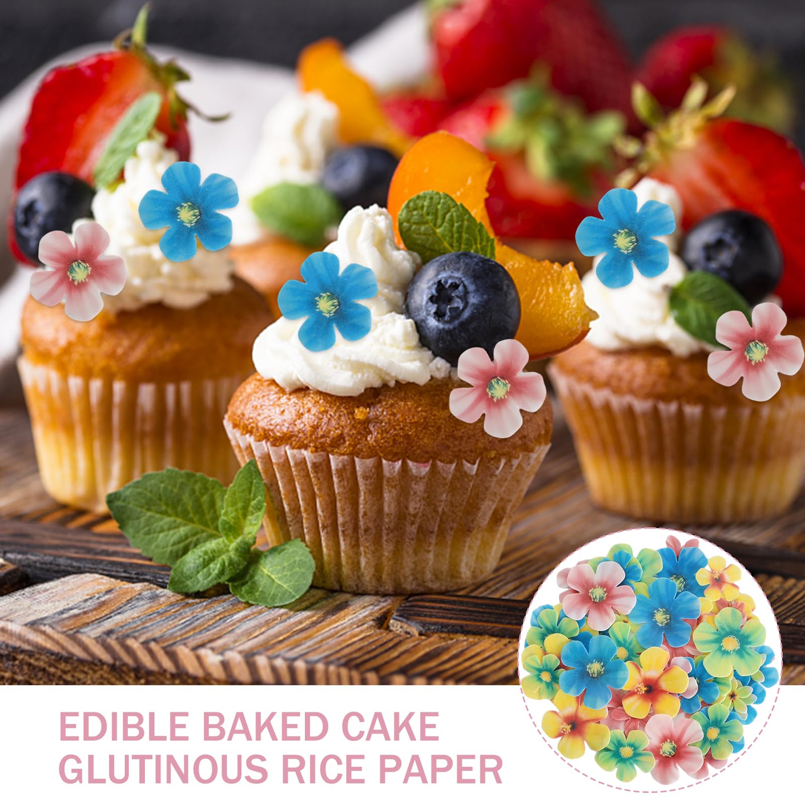 70 Mini Fleurs Comestibles Pour Gâteau - Décorations Sucrées En Papier De Riz Multicolores Pour Anniversaire, Mariage, Cupcakes