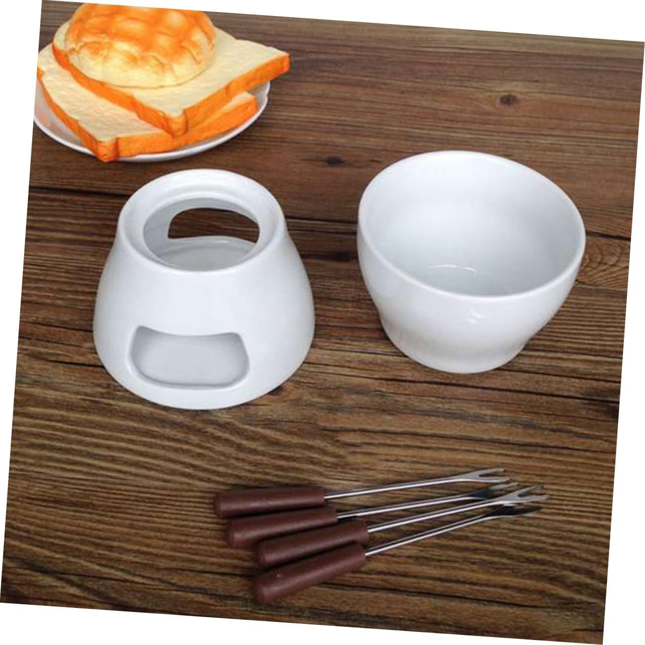 Mobestech Ceramic Chocolate Melting Pot Home Heating Support Easy to Clean Cheese Fondue Lightweight
