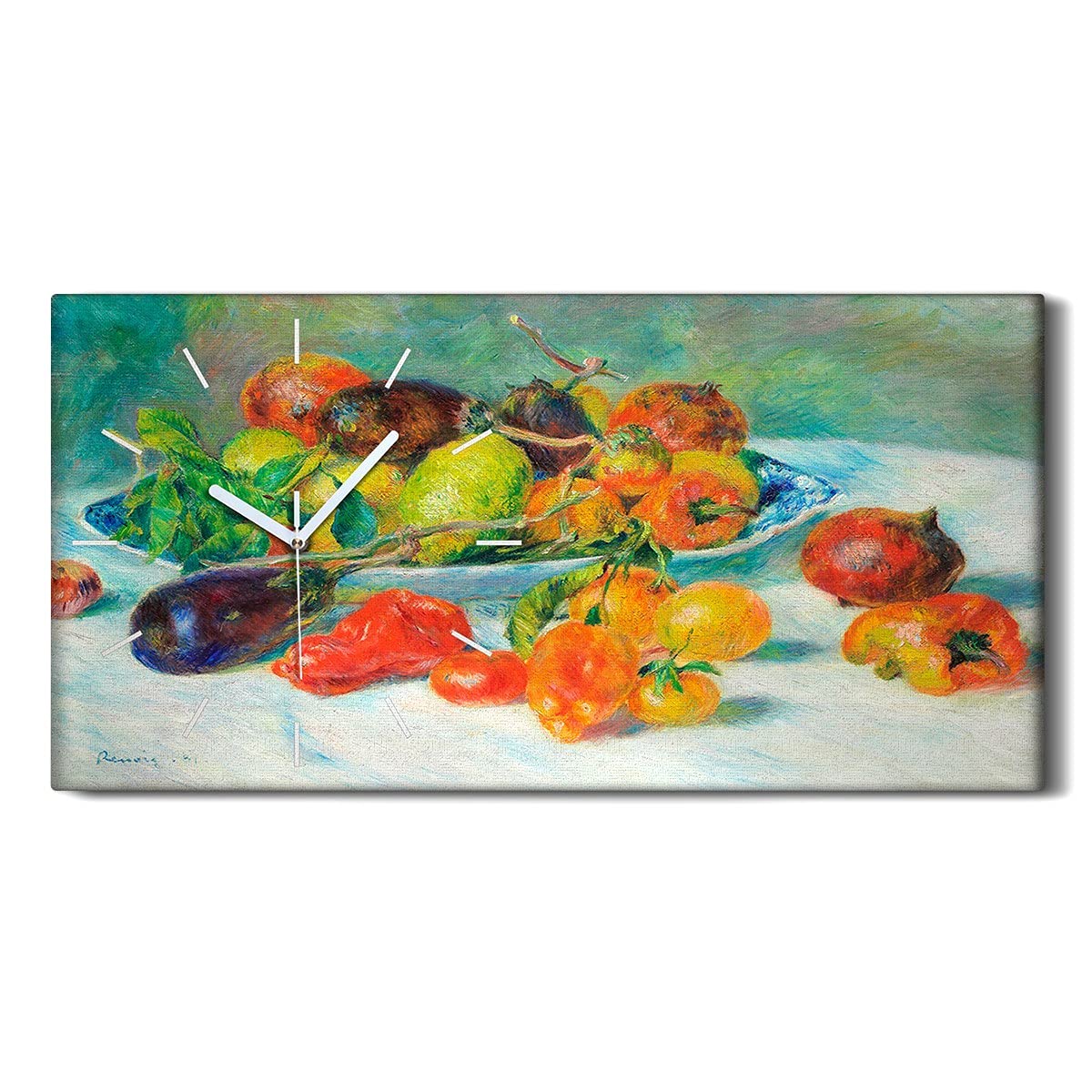 Horloge tableau d'art moderne 60x30cm impression sur toile de fruits nature