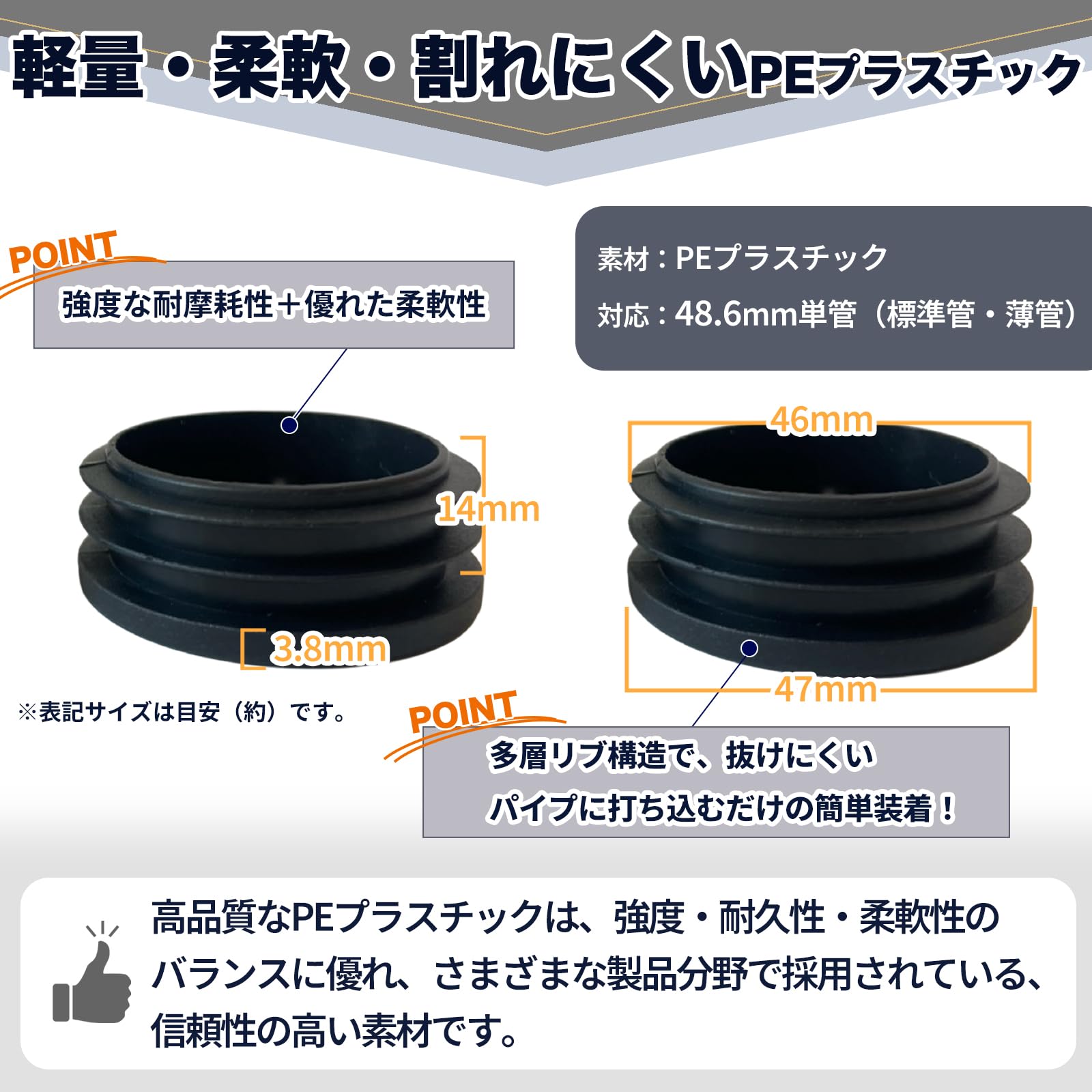 Amazon.co.jp: UP-BASE 単管パイプ用 キャップ φ48.6mm 12個