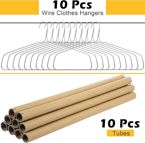 Miniatura 2 de Didaey Juego de 10 ganchos plateados para limpieza en seco de 18 pulgadas y tubos para manteles, perchas para mantas, perchas con alambre fuerte de