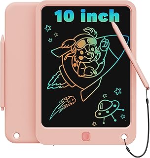 TEKFUN LCD Tableta de Escritura para Niños Pequeños Juguetes, 10 Pulgadas Colorido Doodle Tablero de Dibujo Tableta de Dibujo, Juguetes para 3 4 5 6 7 8 Años Niños Niñas Niños Pequeños (Rosa)