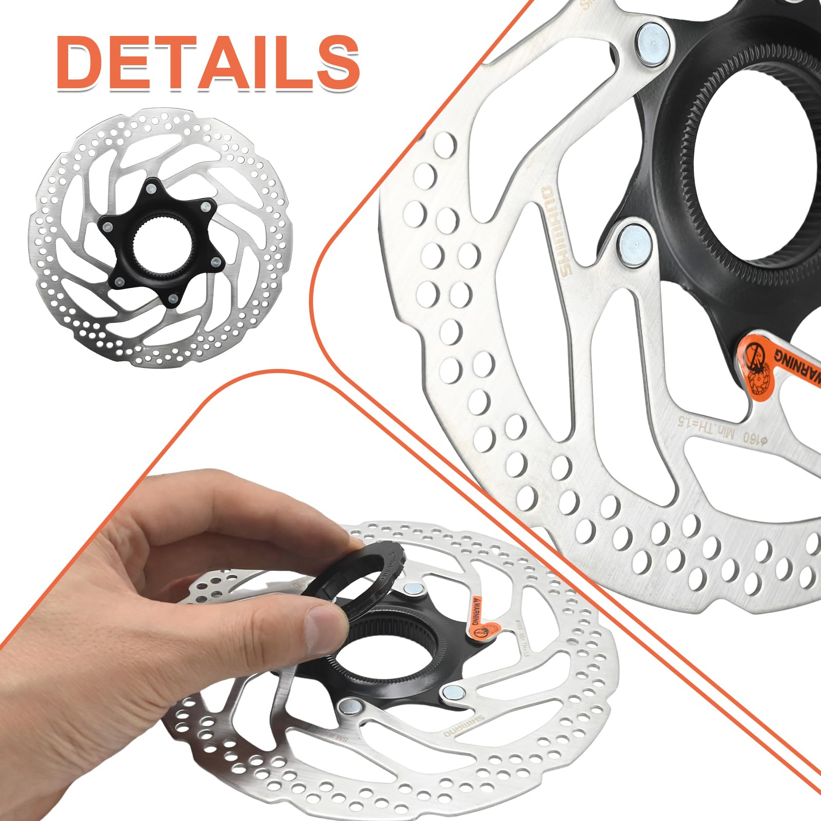 Fahrrad-Zentralverschluss-Bremsscheibe, Ersatz für Shimano SM-RT30, 180 mm Bremsscheibe mit Schließdeckel, ideal für Rennräder und Mountainbikes (RT30,180MM)