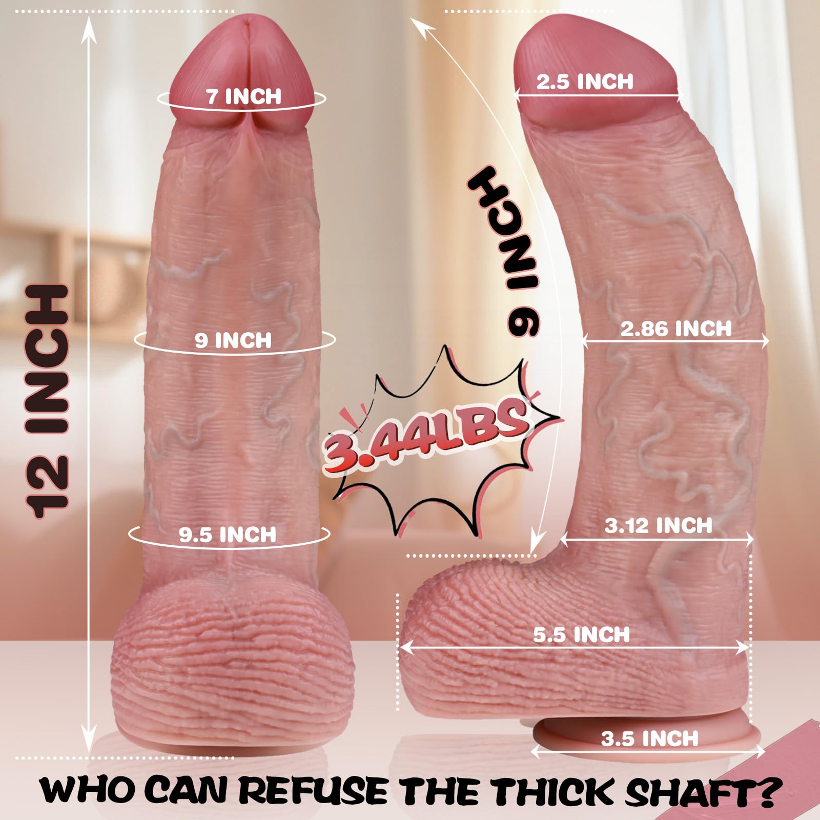 10 Inch Thick Dragon Dildo, 2.68" Diameter Huge Silicone Monster Cock with Strong Suction Cup, Girthy Realistic Fantasy Dildo for Women & Men, G-Spot Stimulation: 12 inches