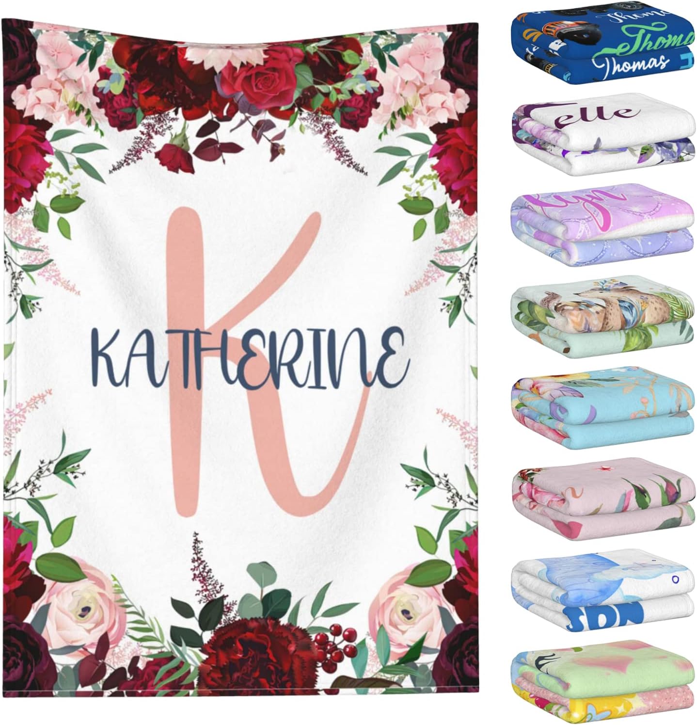 Personalized Baby Blanket Custom for Girls Boys Kids with Name Customized Throw Blankets for Infant Newborn Toddler Teen 50"x60"