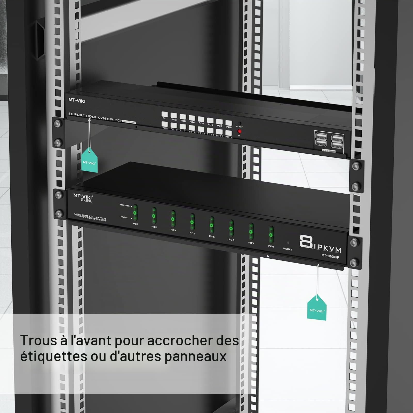 MT-VIKI 2 pièces 1U 19 Pouces étagère pour Armoire réseau 1U perforé Serveur de Montage en Rack pour armoires réseau 19 Pouces 22kg 250mm de Profondeur étagère 2 pièces