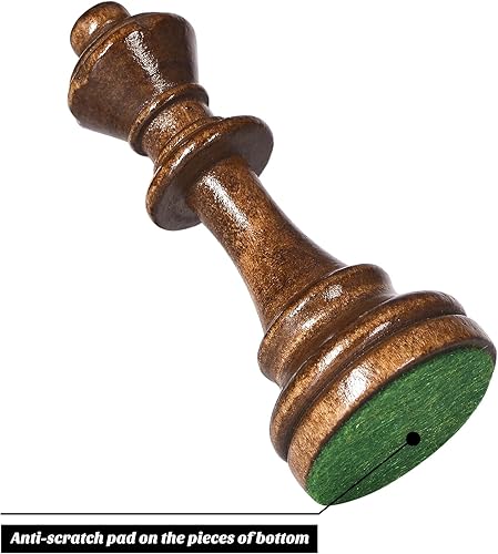 Miniatura 6 de Vamslove Piezas de ajedrez pesadas de madera, solo 3.8 pulgadas, tamaño King, extra, 2 reinas, 34 piezas de ajedrez de madera para juego de ajedrez,