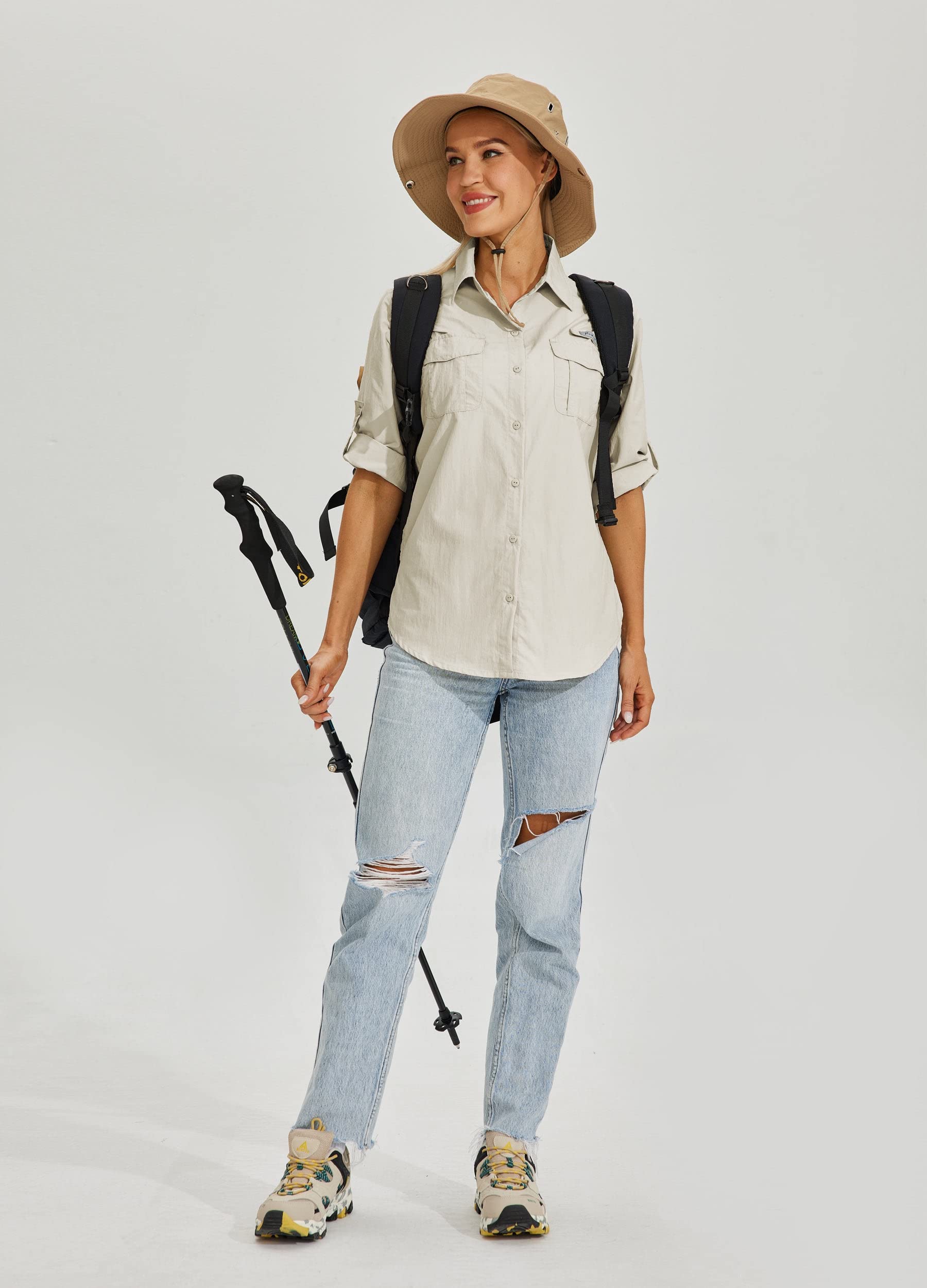 WILLIT Maglietta da donna UPF 50+, protezione solare, maglietta a maniche lunghe, da trekking, Safari Angel Shirts SPF, asciugatura rapida, per escursioni, attività all'aria aperta