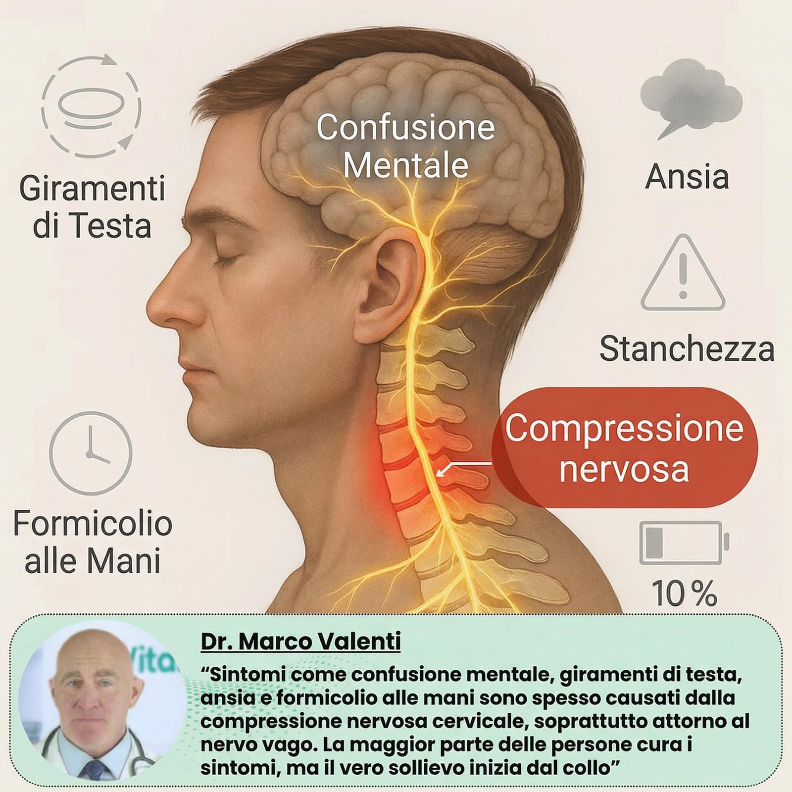 Vertaline Cervirest Massaggiatore, Cervirest Vertaline Nervo Vago, 9 Livelli Di Regolazione Della Velocità, Braccioli Regolabili Automaticamente, Massaggio Per Spalle E Collo A Quattro Testine