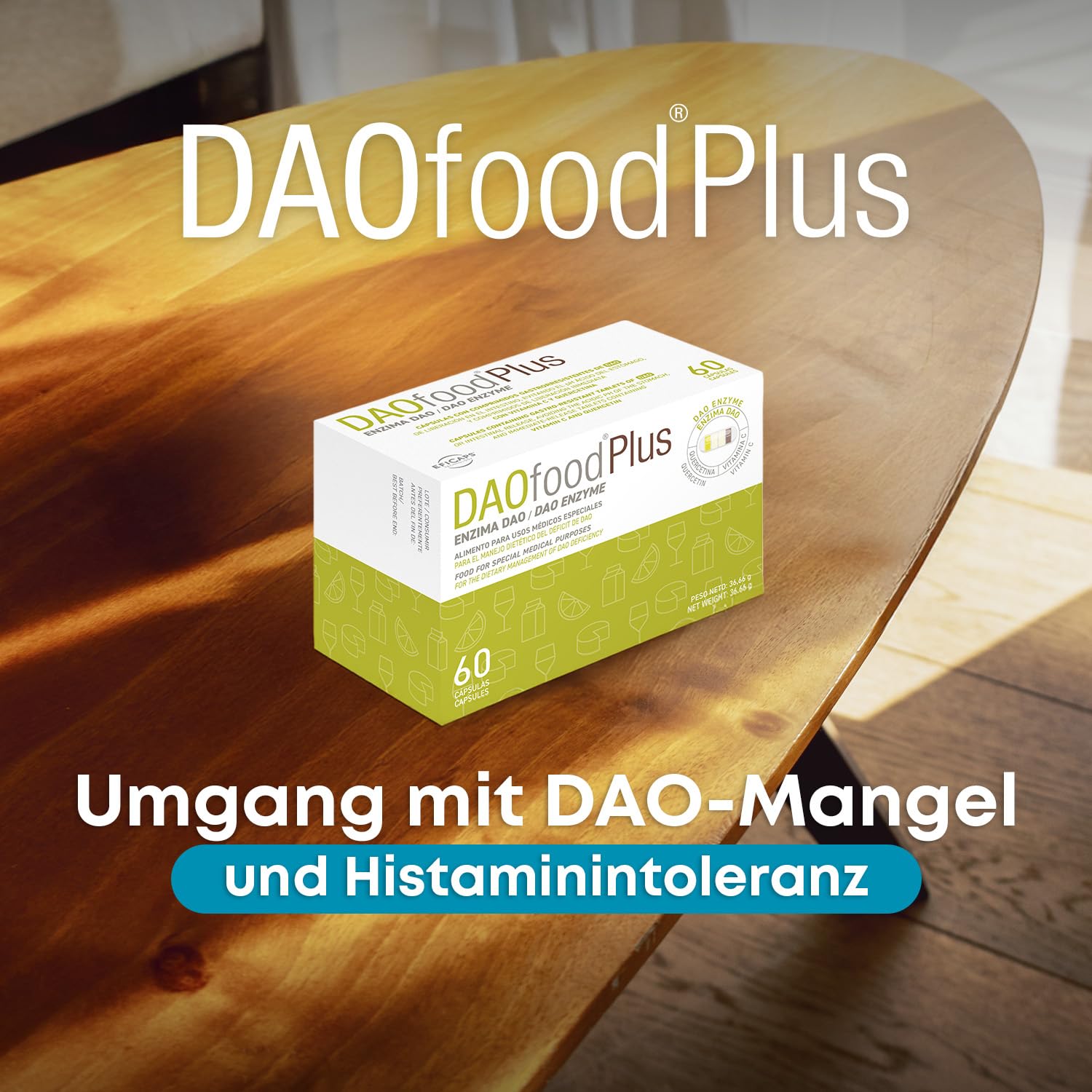 DR Healthcare - DAOfood Plus - DAO-Enzym - Quercetin und Vitamin C - Trägt zum Gleichgewicht der Nahrungsmittelhistamin bei - 60 Kapseln mit magensaftresistenten DAO-Mini-Tabletten