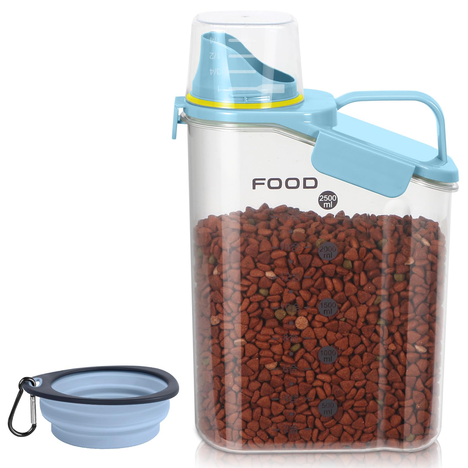 LEAWALK 3-5 LBS Cat Dog Food Storage Container Upgraded Large Nozzle BPA-free, Plastic Pet Food Storage Containers With 4 Sealed Clasps, 1 Measuring