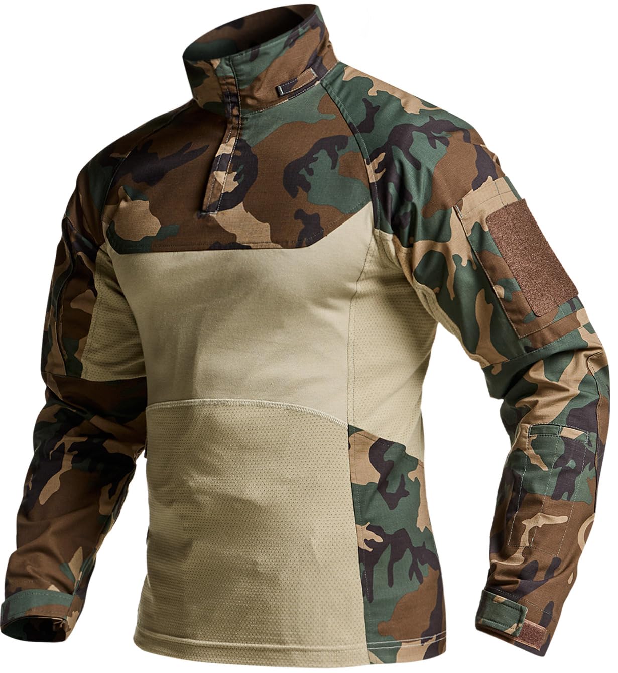 CQR Men's Tactical Combat Shirt, 1/4 Zip Long Sleeve Breathable Military BDU Training Top for Shooting, Hunting, Range Use