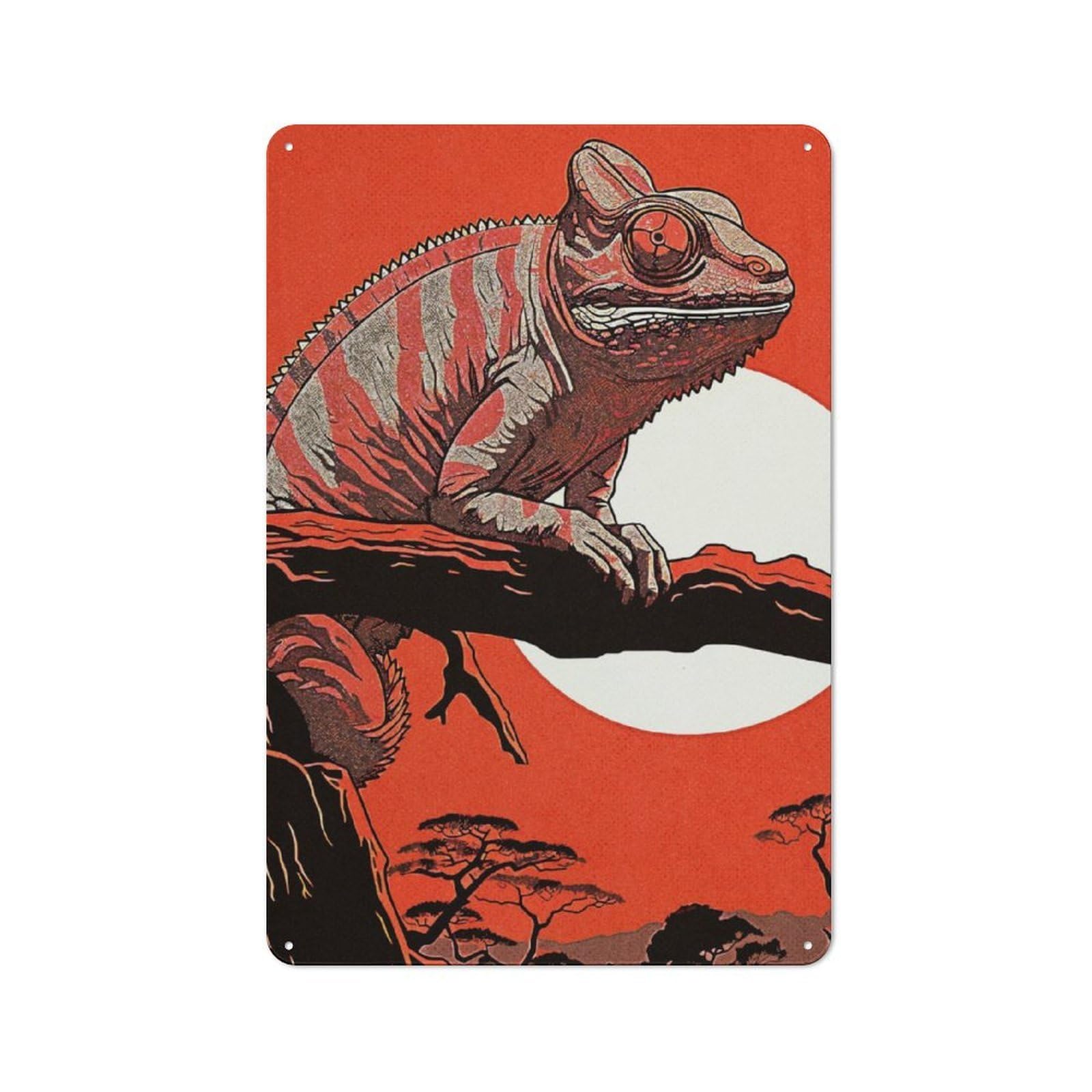 Junmoney Iguana Forest Vintage Tin Sign 30X20cm Featuring For Workshop Wall, Gift For Metal Sign Collectors During The Christmas Season