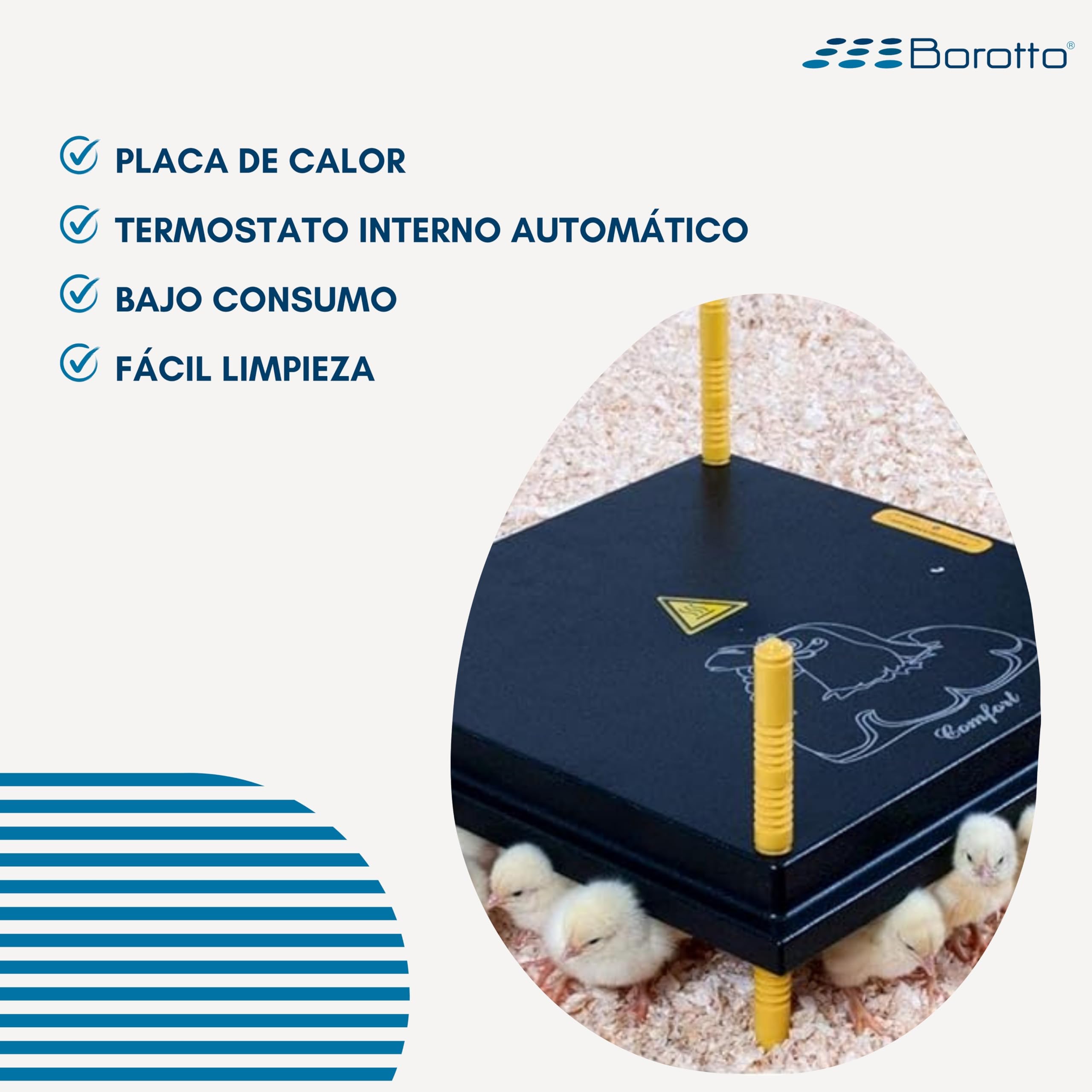 Borotto Criadora de Pollitos - Placa de Calor - Altura Ajustable - Bajo Consumo (30/35 Pulgadas)