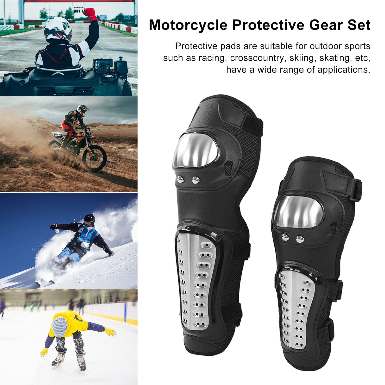 Tissting 4 Piezas Rodilleras y Coderas para Motocicleta – Protectores Antideslizantes de EVA y Acero para Motocross, Ciclismo, ATV, MTB y Patinaje