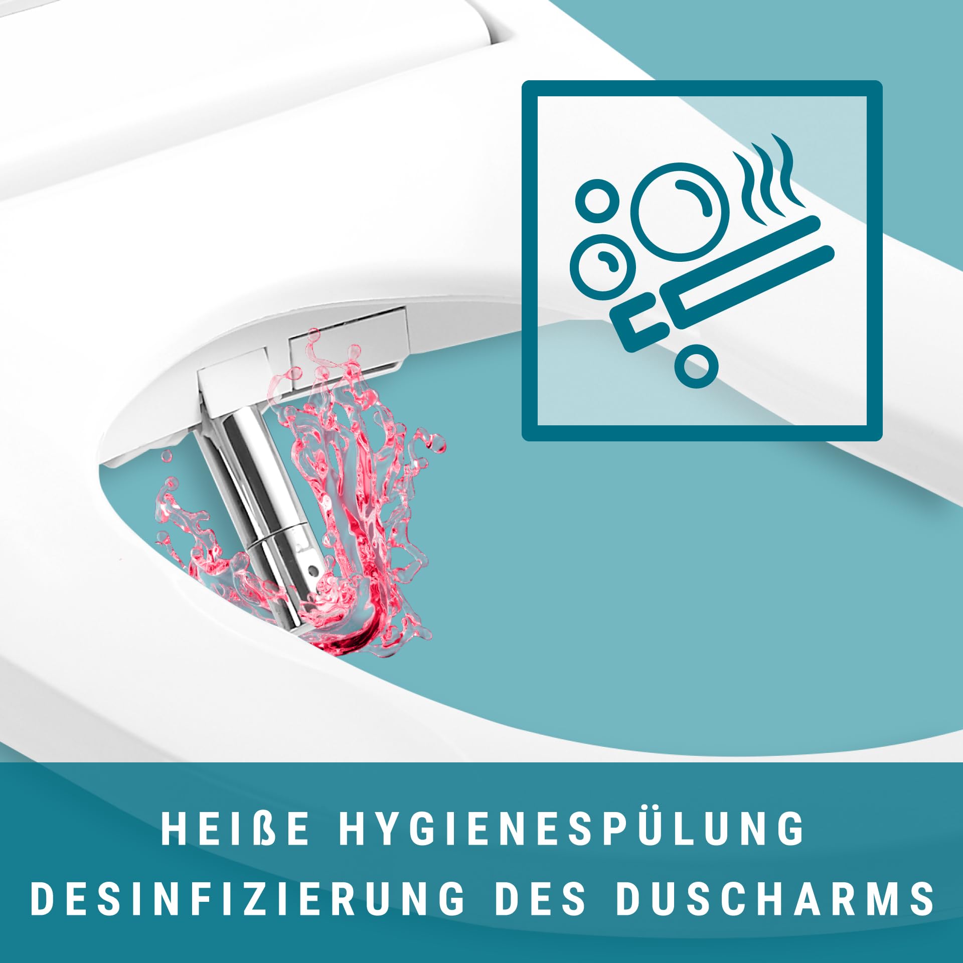 O500-U Dusch-WC Aufsatz - U-Form - extra flaches Dusch-WC mit Booster-Funktion für mehr Druck - Mit Seitenbedienteil - Für mehr Hygiene im Bad
