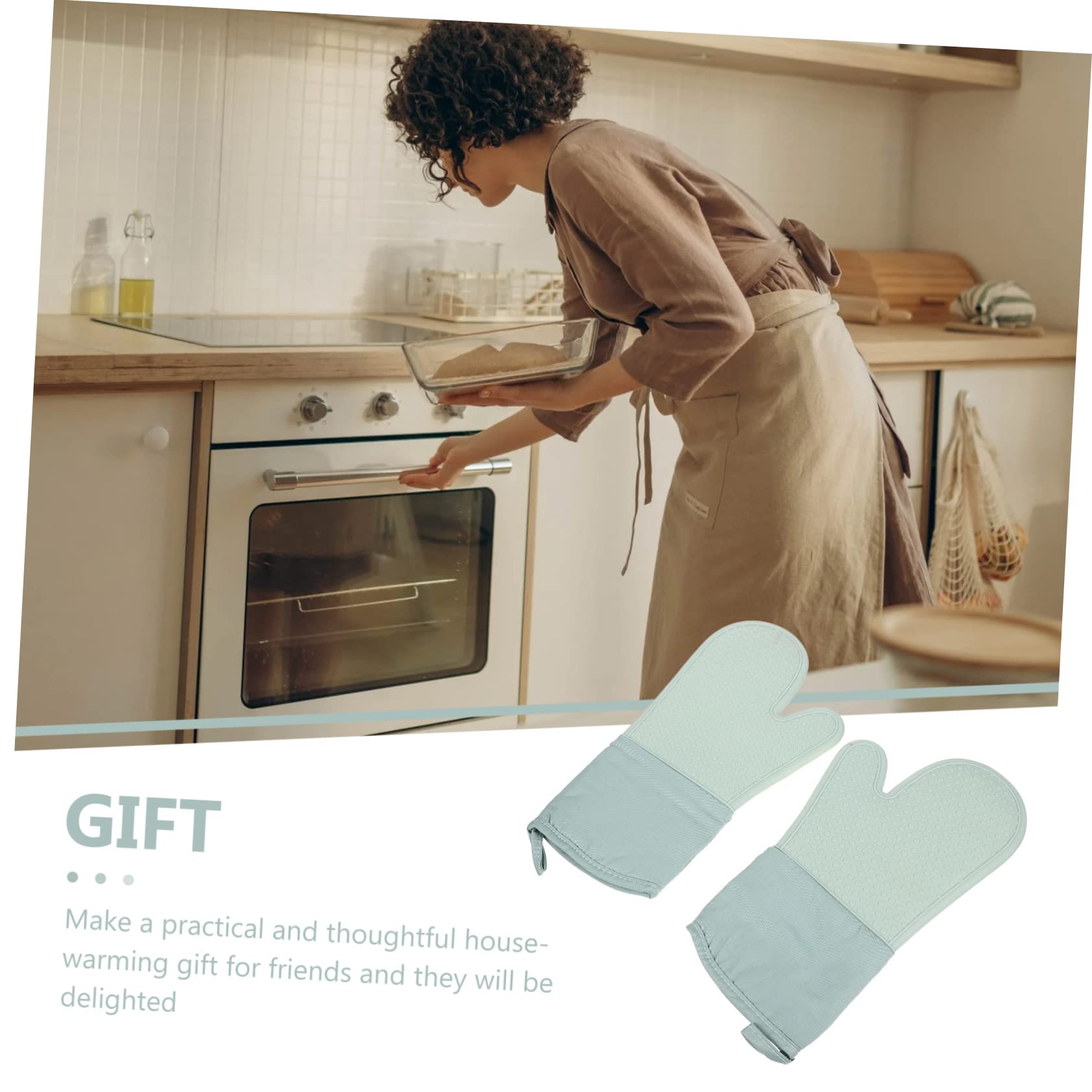 STOBAZA 2Pcs Silicone Oven Gloves Heat Resistant Baking Mitts for Kitchen Cooking Thermal Insulation Mitts Comfortable Grip for Oven and Microwave Use