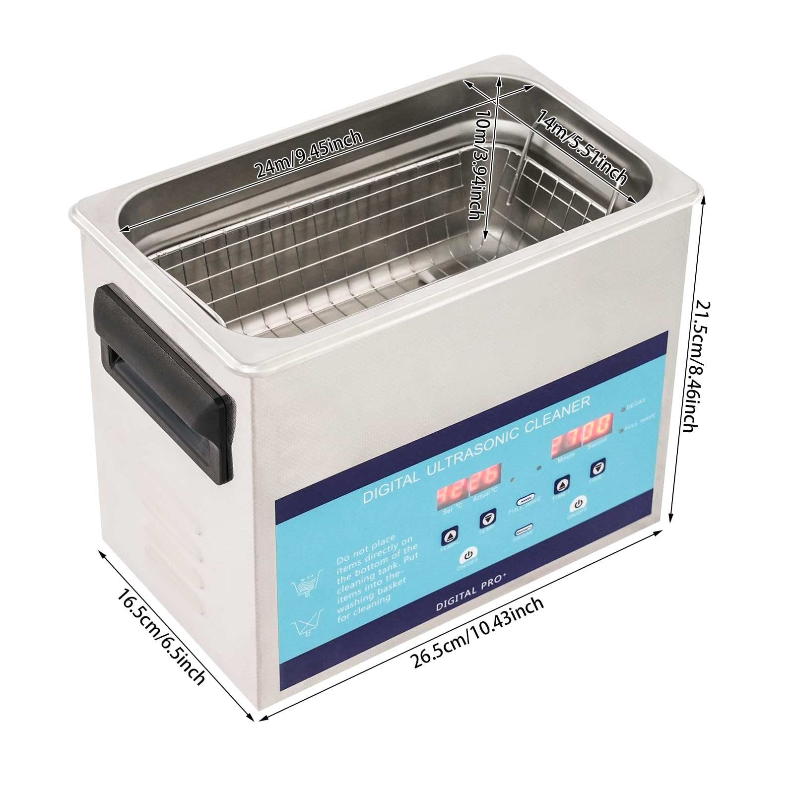 3L 40KHz Ultraschallreinigungsgerät Edelstahl Ultraschallreiniger mit Heizung, 0-80°C Einstellbare Temperatur Ultraschall-Reinigungsmaschine, Ultraschall-Reinigungsmaschine mit LED-Display